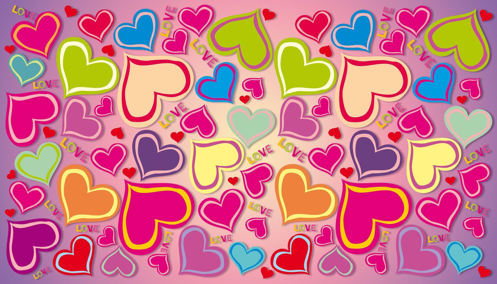 2100x1200 Rainbow Wallpaper That Have Hearts and Say Love .