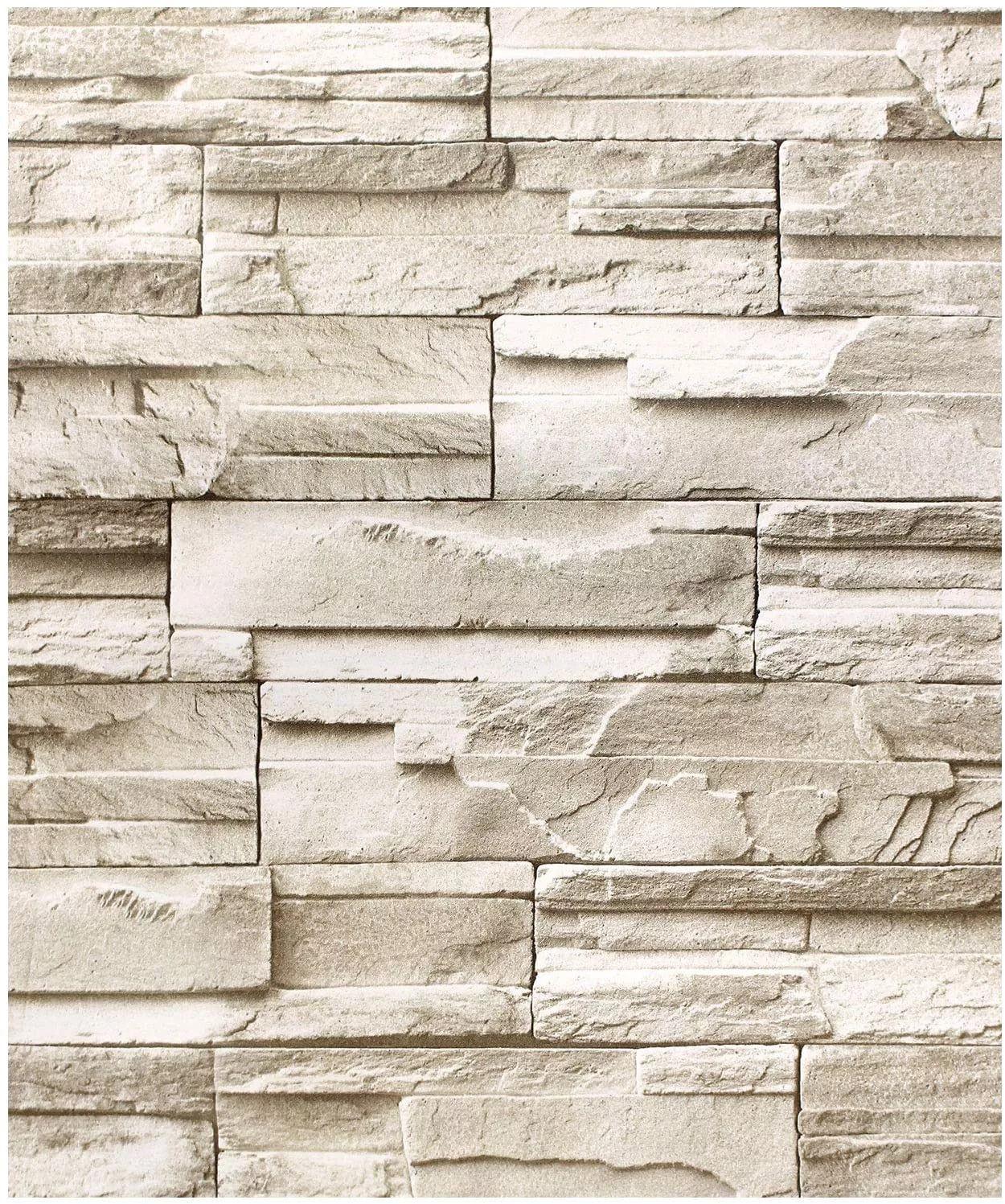 1250x1497 LUCKYYJ Faux Stacked Stone Peel And Stick Wallpaper Taupe Tan Brick Self Adhesive Contact Paper For Walls Bedroom Home Decor. Wallpaper