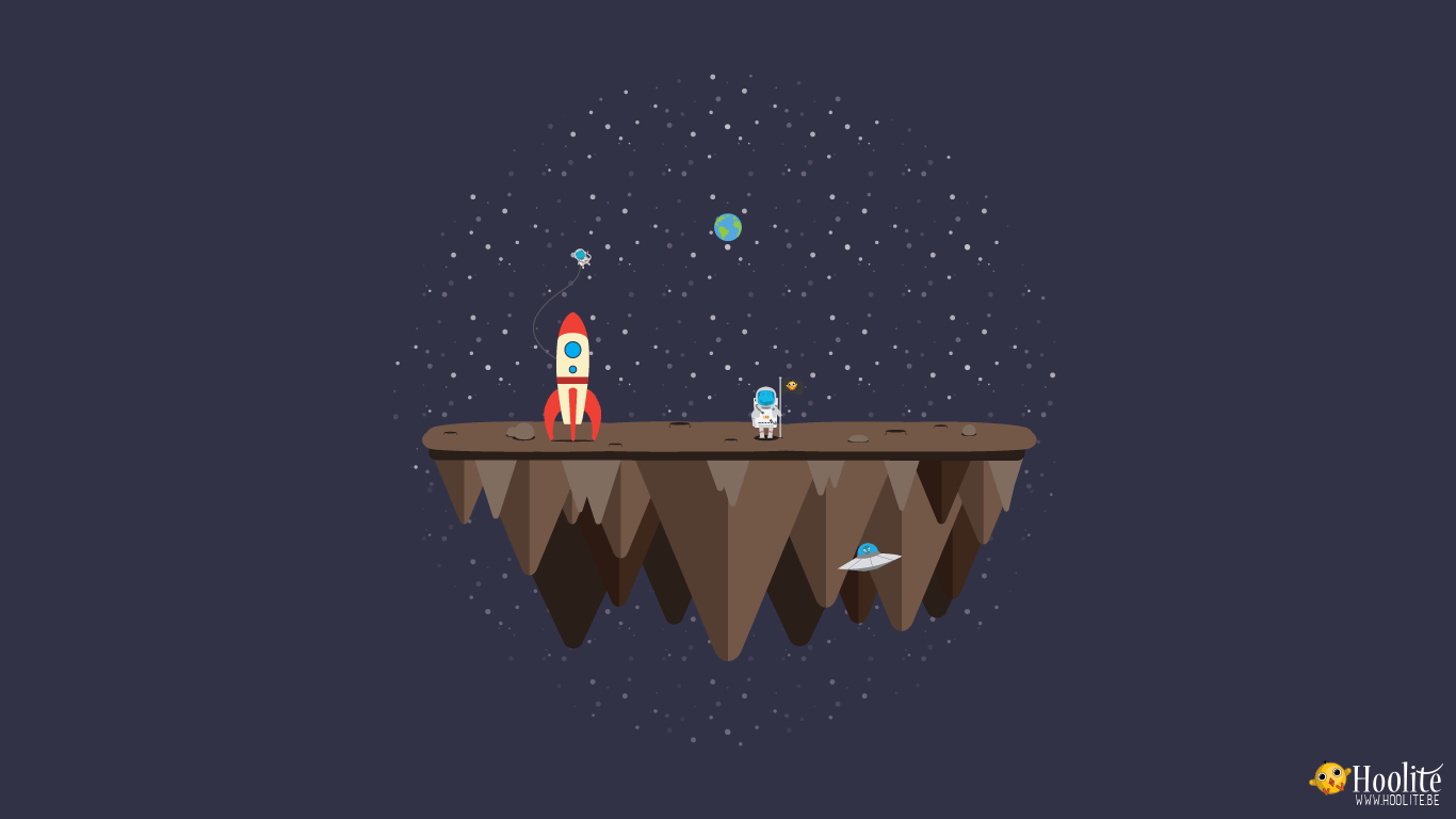 1366x768 Free wallpaper Vector island: Space adventure