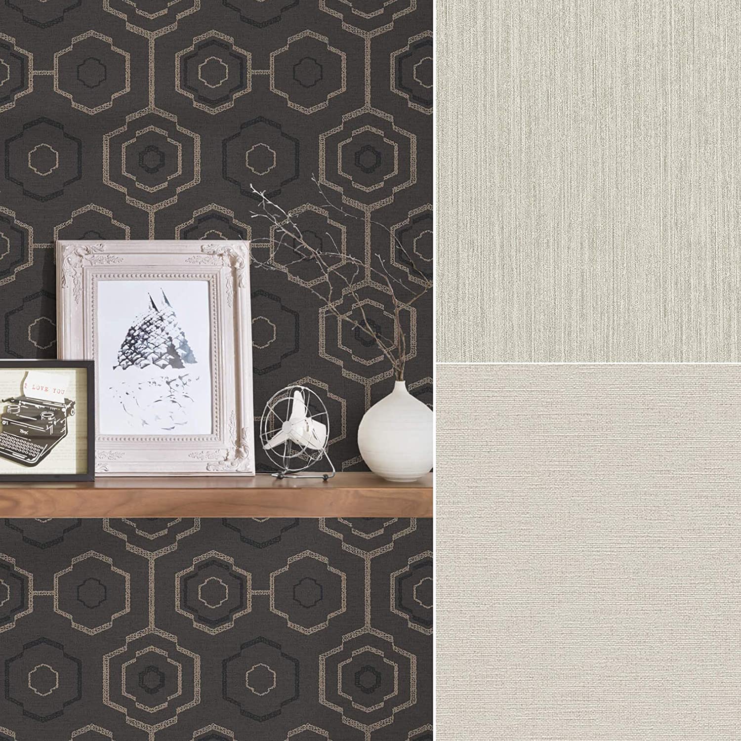 1500x1500 Wall Art Geometric 70s Loft Design Fleece Wallpaper. Modern Pattern In 3D Luxury Black Retro Graphic Wallpaper For Home Office: Amazon.co.uk: DIY & Tools