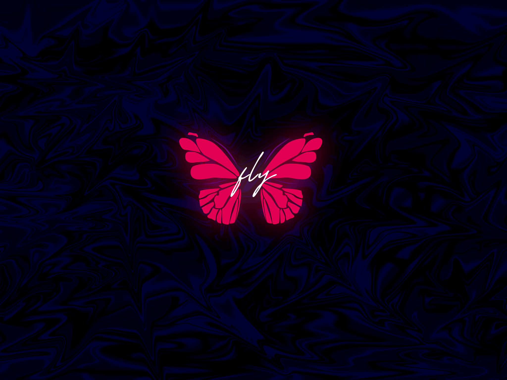 2048x1536 Butterfly Wallpaper 4K, Neon, Glowing, Dark background, AMOLED, Fantasy