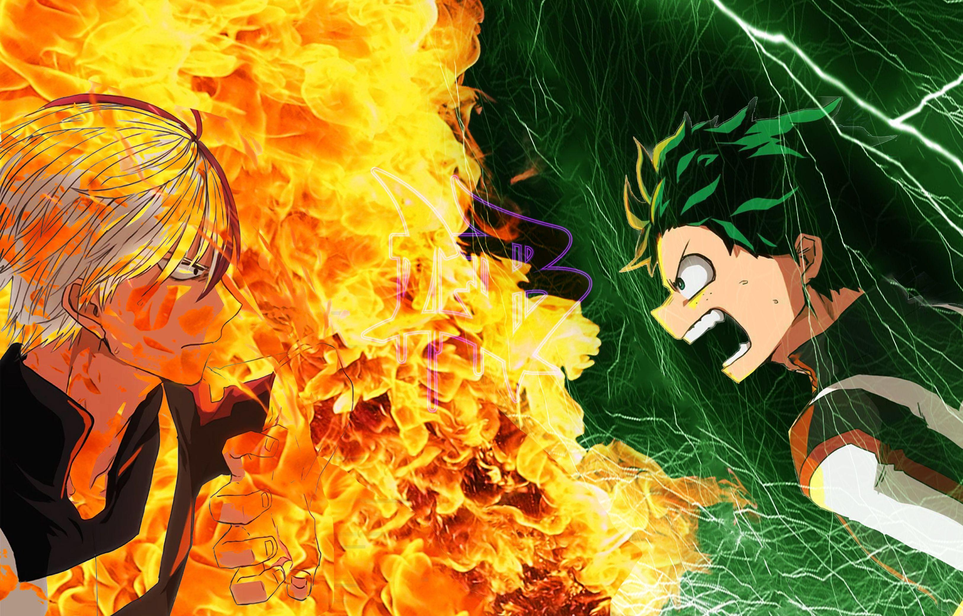3250x2080 Shoto Todoroki vs Deku .