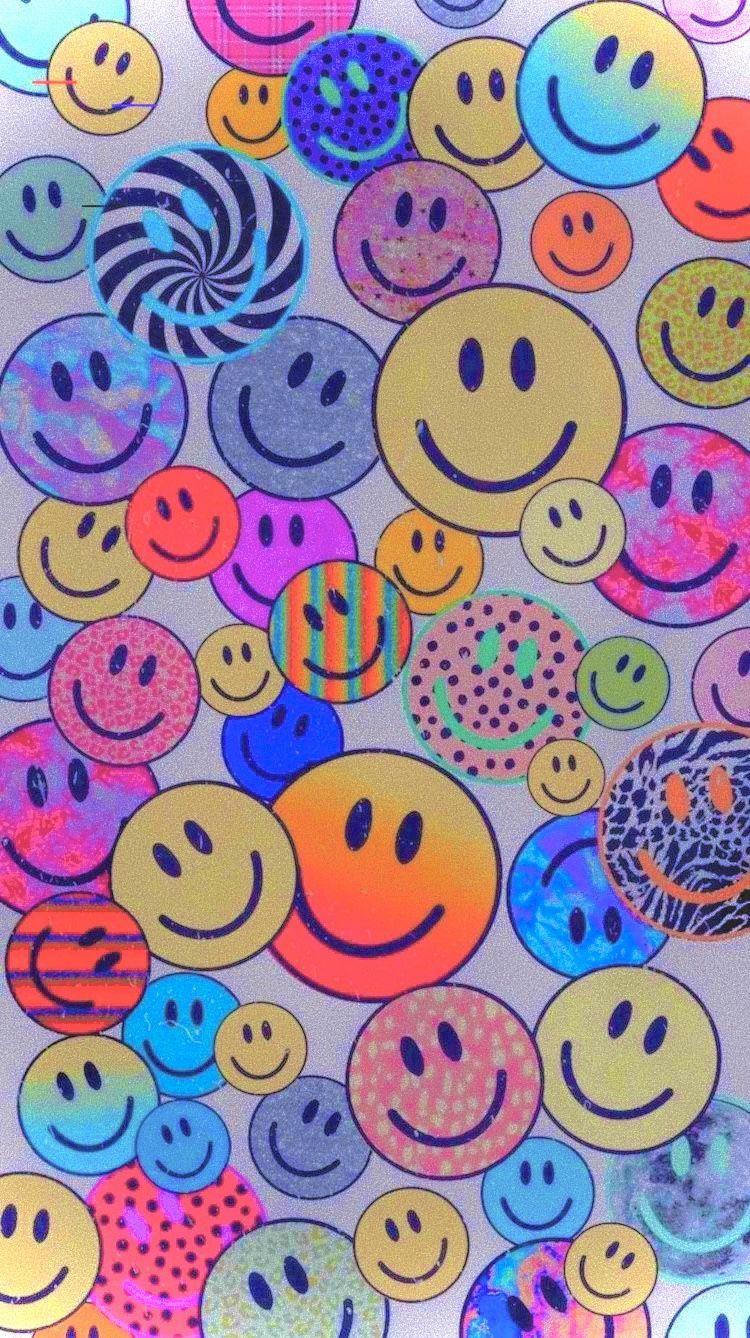 HD wallpaper smiley face illustration psychedelic multi colored  creativity  Wallpaper Flare