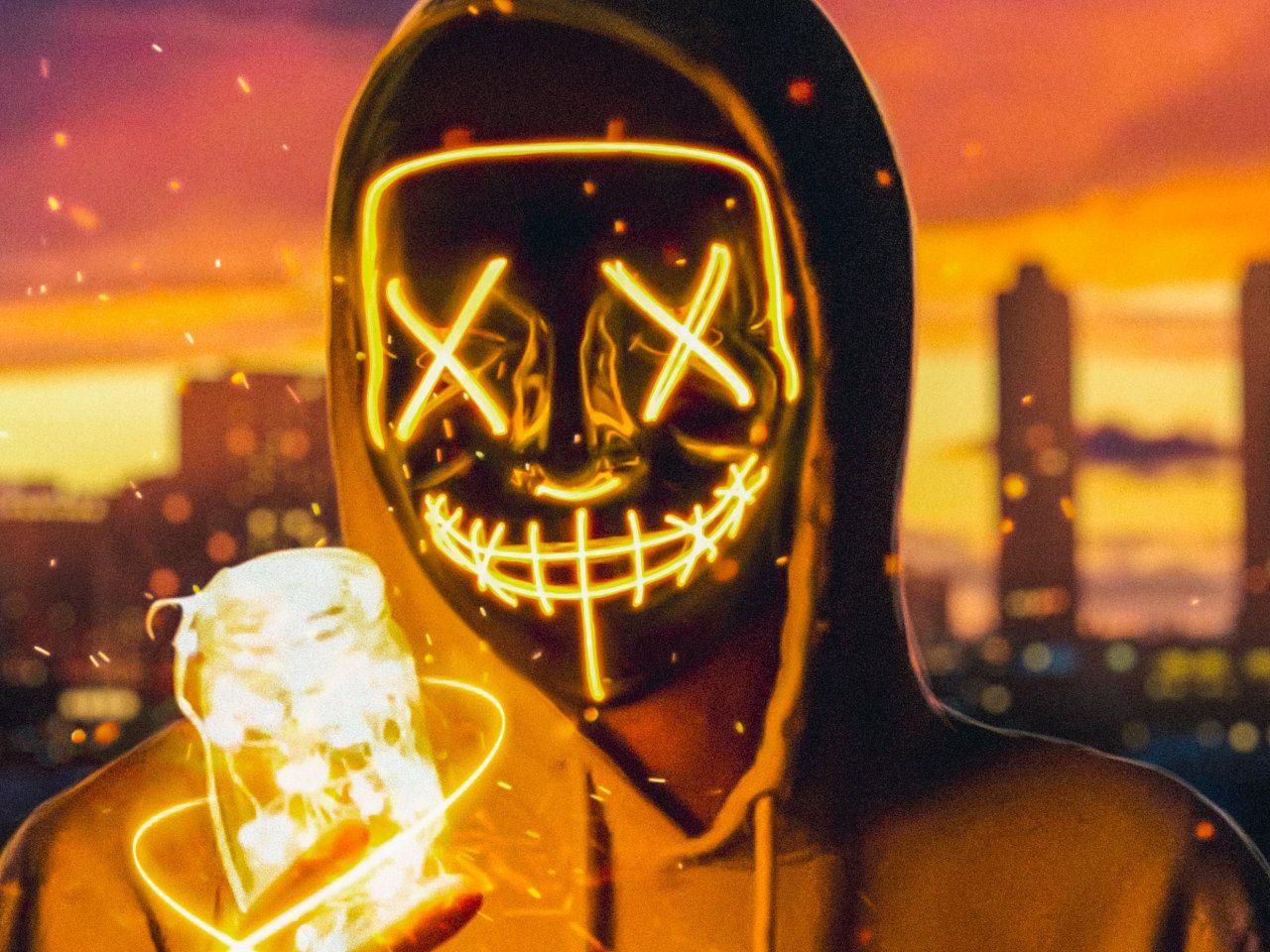 1280x960 Mask, Masked, light bulb, neon, fire • Wallpaper For You HD Wallpaper For Desktop & Mobile