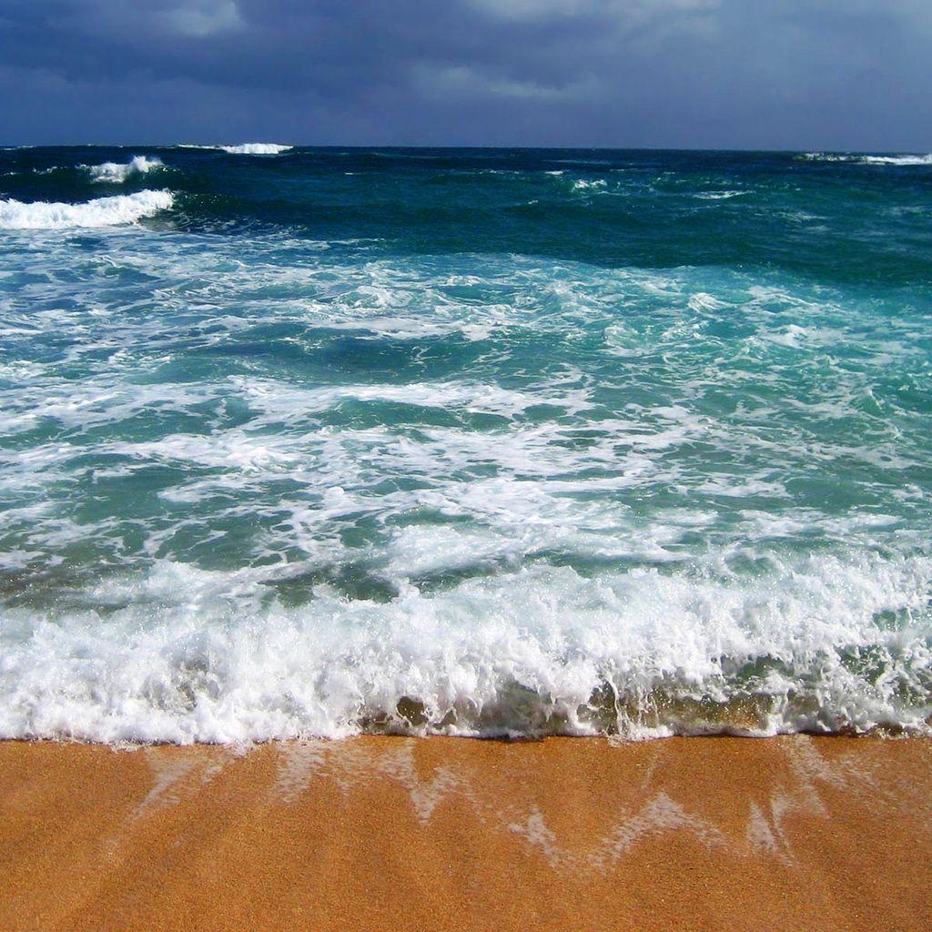 1024x1024 Windy Day Over The Ocean Beach Wallpaper