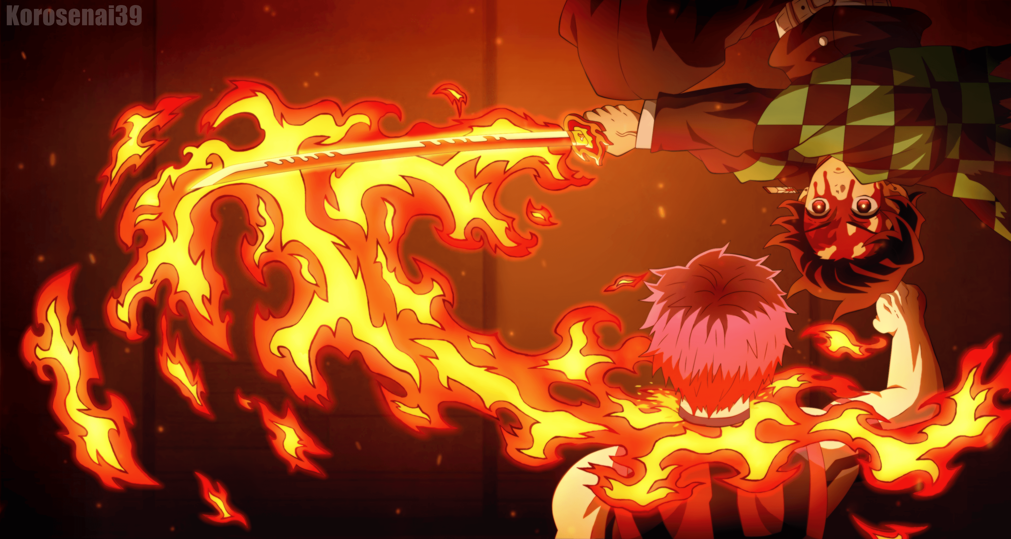 Rengoku Vs Akaza Demon Slayer Wallpaper Protes Png