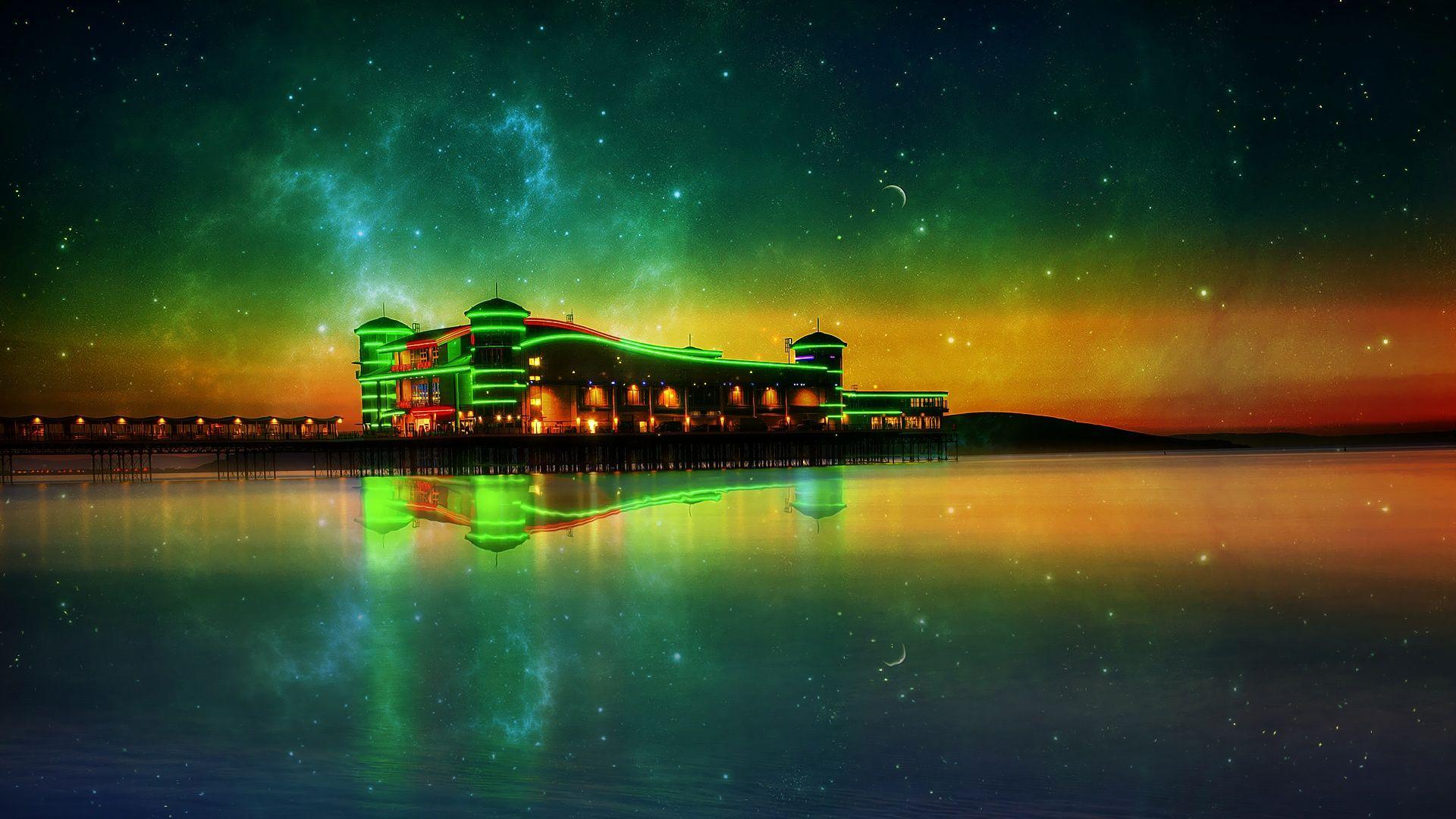 1920x1080 Download 1920x1080 HD Wallpaper weston super mare neon illumination somerset england, Desktop Background HD
