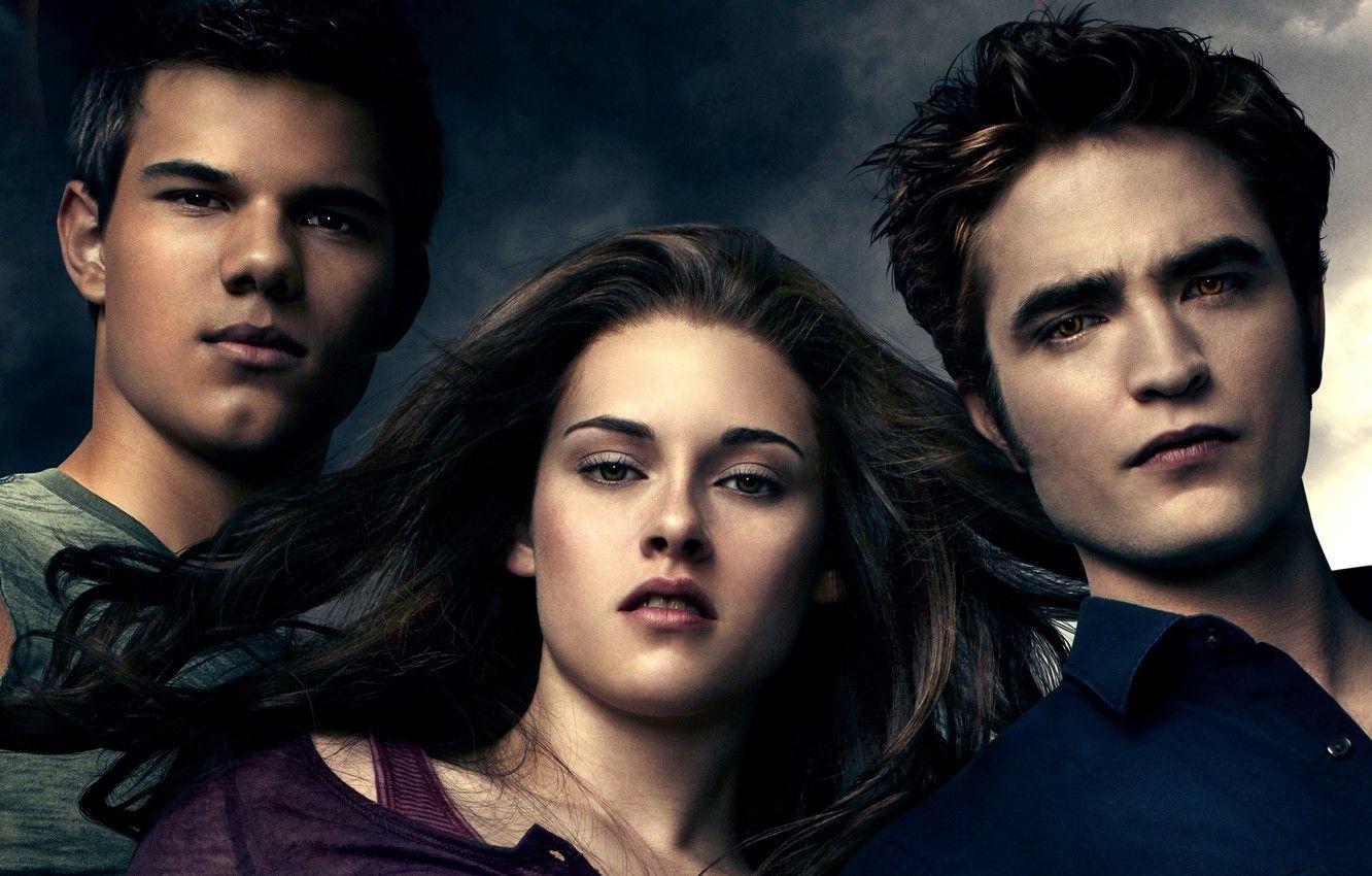1332x850 Wallpaper Girl, Moon, Fantasy, Clouds, Kristen Stewart, Robert Pattinson, Eclipse, The, Wolf, Eyes, Vampire, Twilight, Edward Cullen, Taylor Lautner, Jacob Black image for desktop, section фильмы