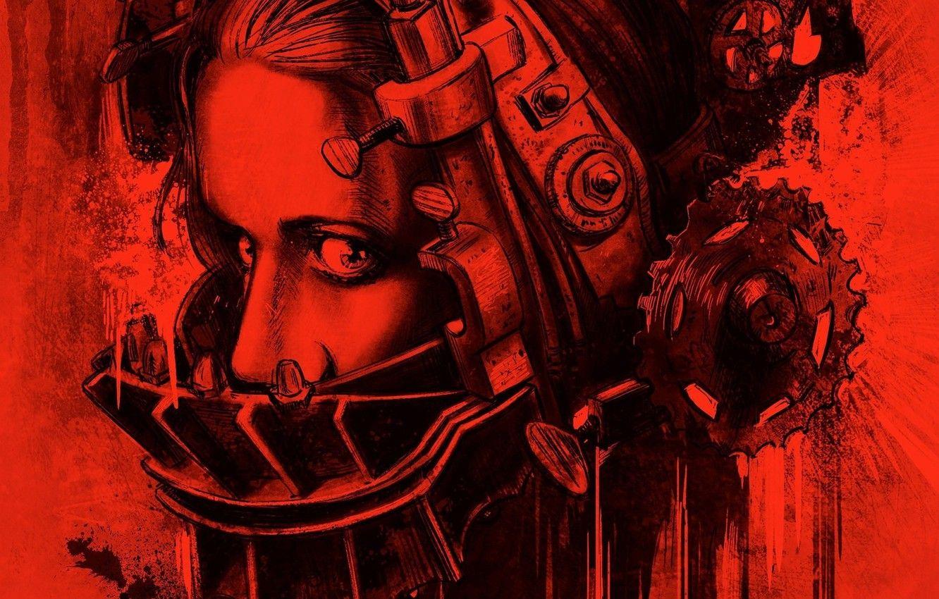 1332x850 Wallpaper metal, girl, blood, woman, eyes, gear, face, pain, hair, trap, bolts, horror movie, suspense, suffering, agony, Shawnee Smith image for desktop, section фильмы