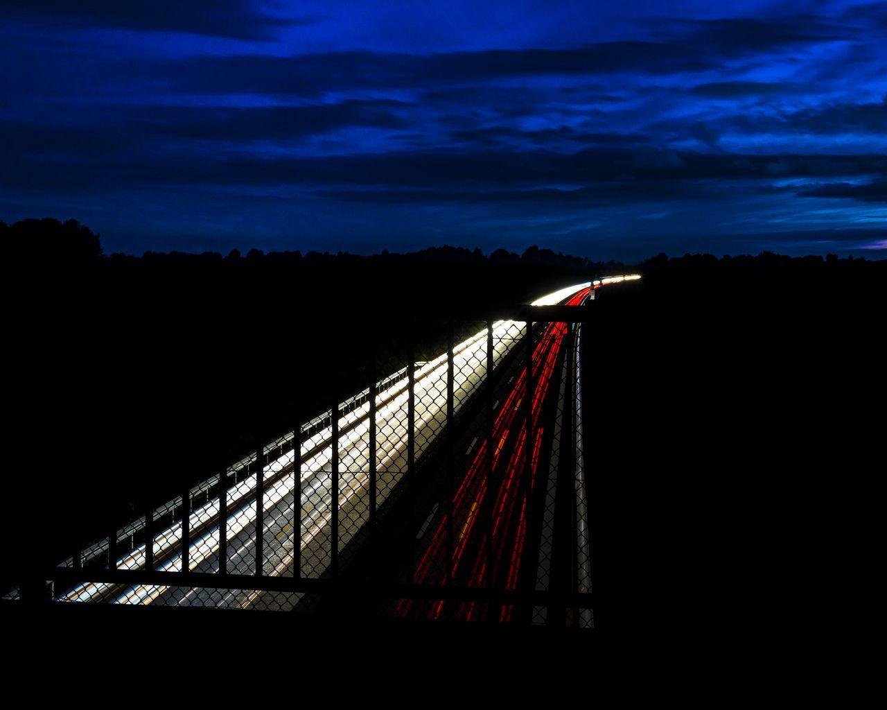 1280x1024 Download wallpaper 1280x1024 highway, night, bridge, road, light standard 5:4 HD background