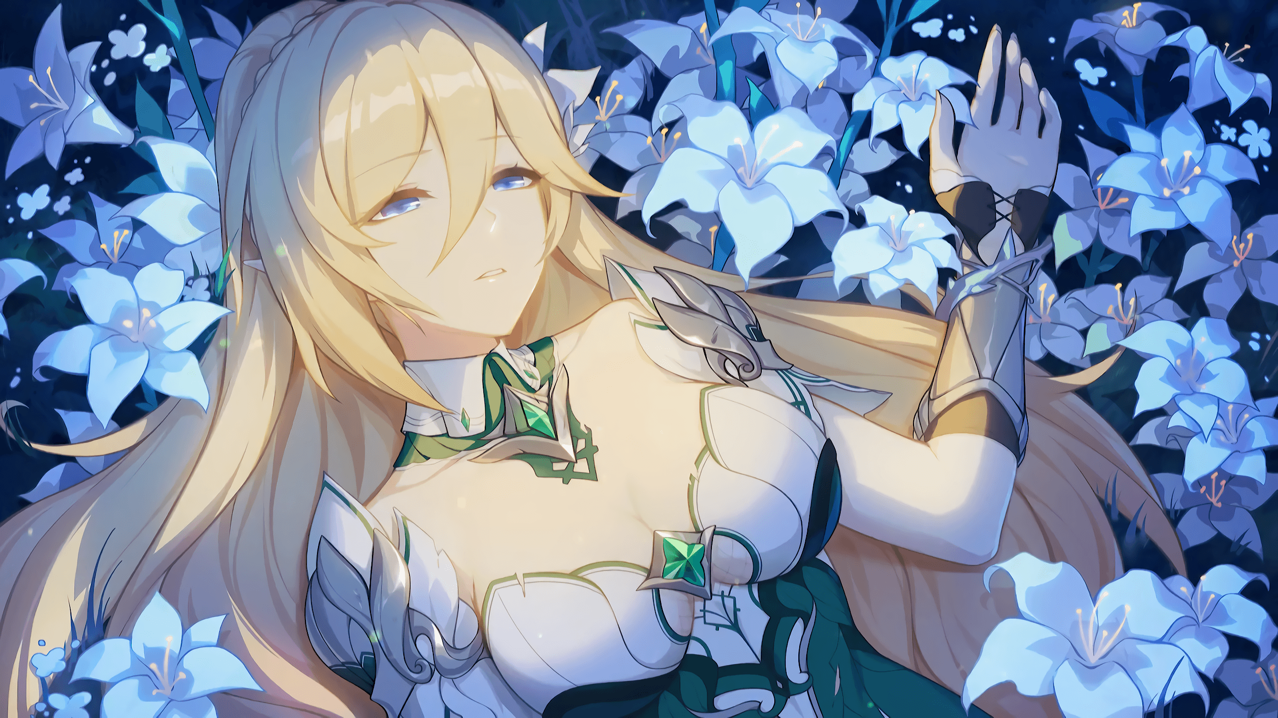 2560x1440 benghuai xueyuan honkai impact bianka durandal ataegina cleavage dress wallpaper