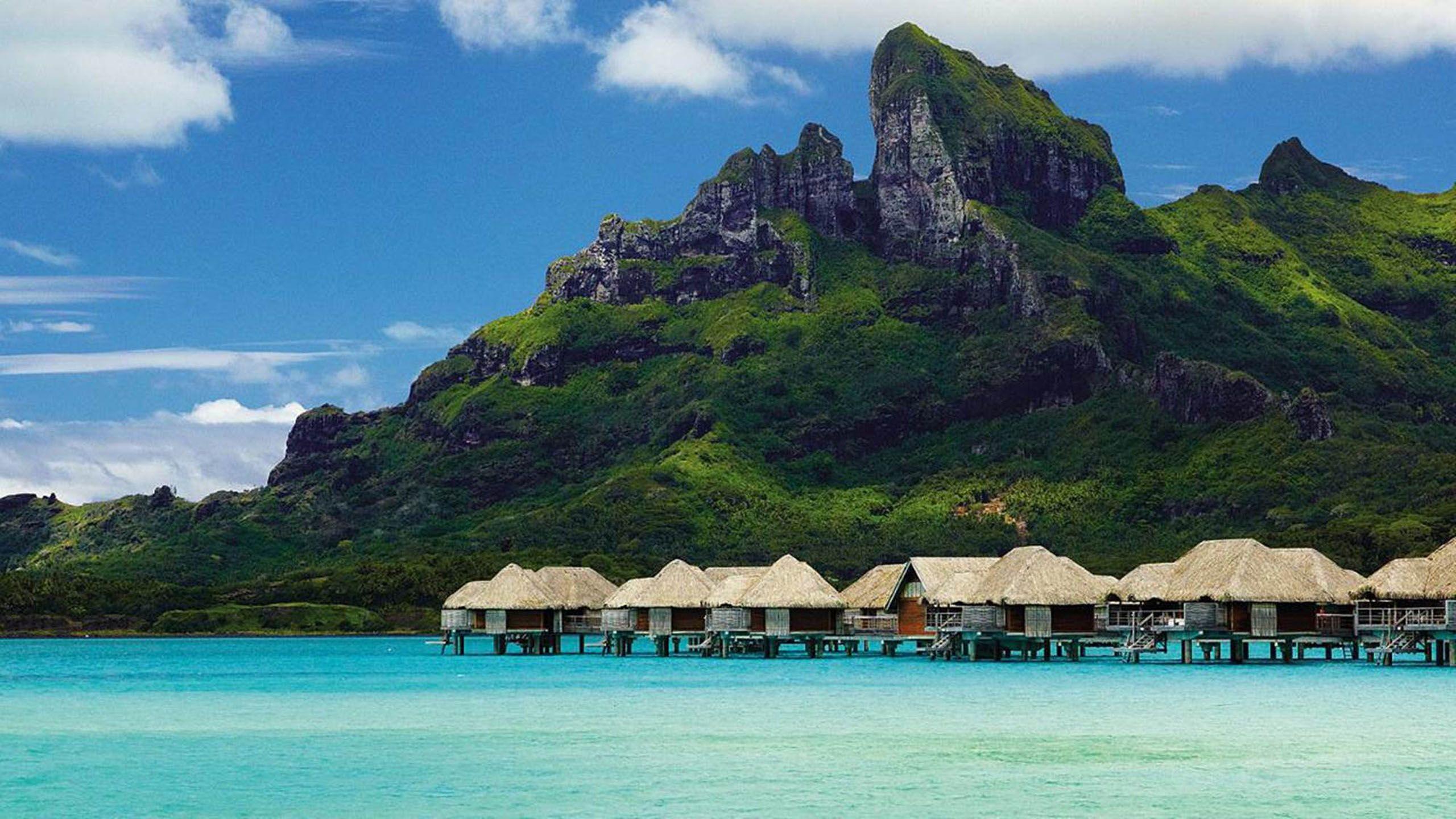 2560x1440 Bora Bora Island Mount Otemanu French Polynesia Landscape Wallpaper HD 2560x1440 :