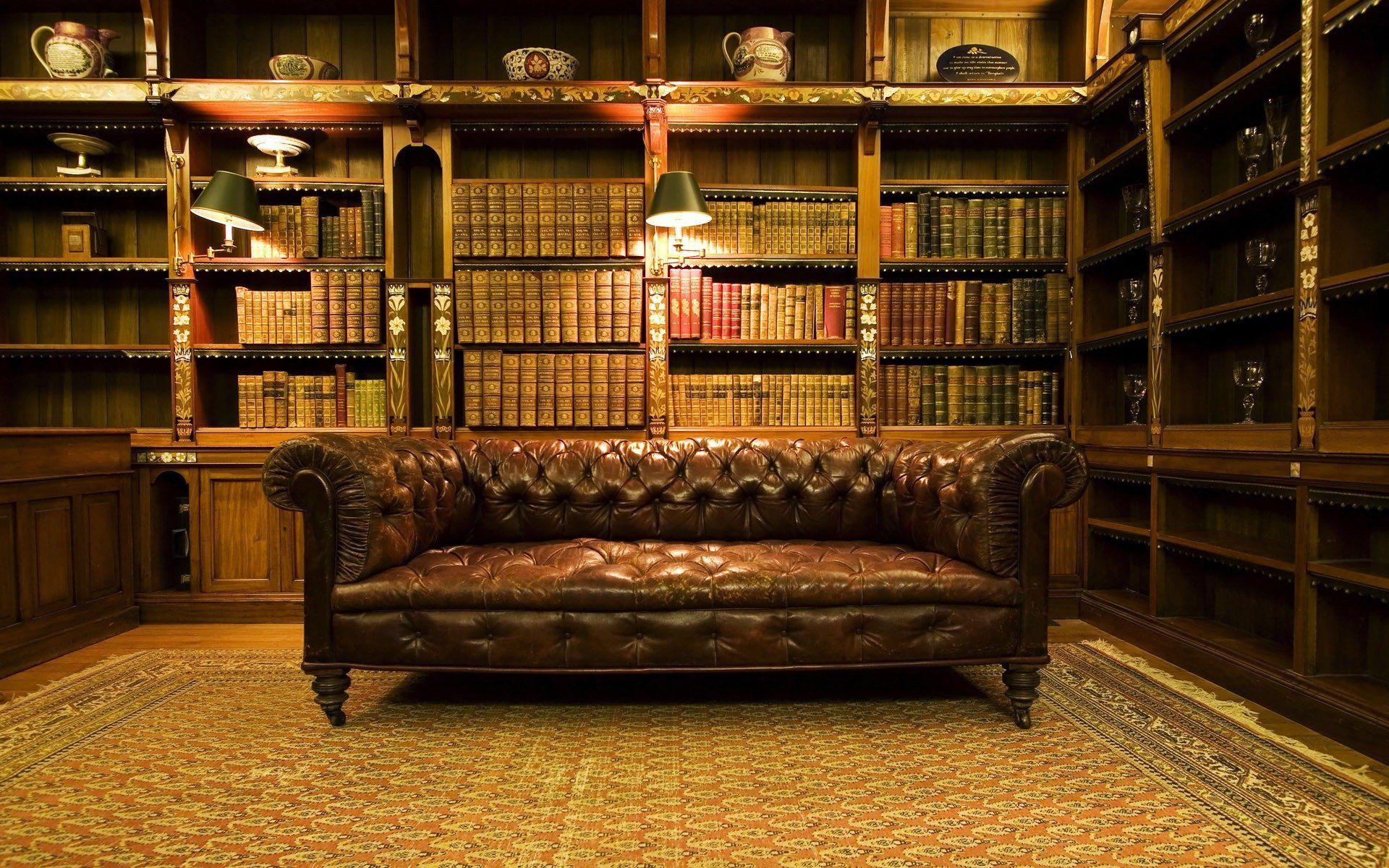 1920x1200 Vintage Library Wallpaper. Home library design, Wood shelves bedroom, Home library