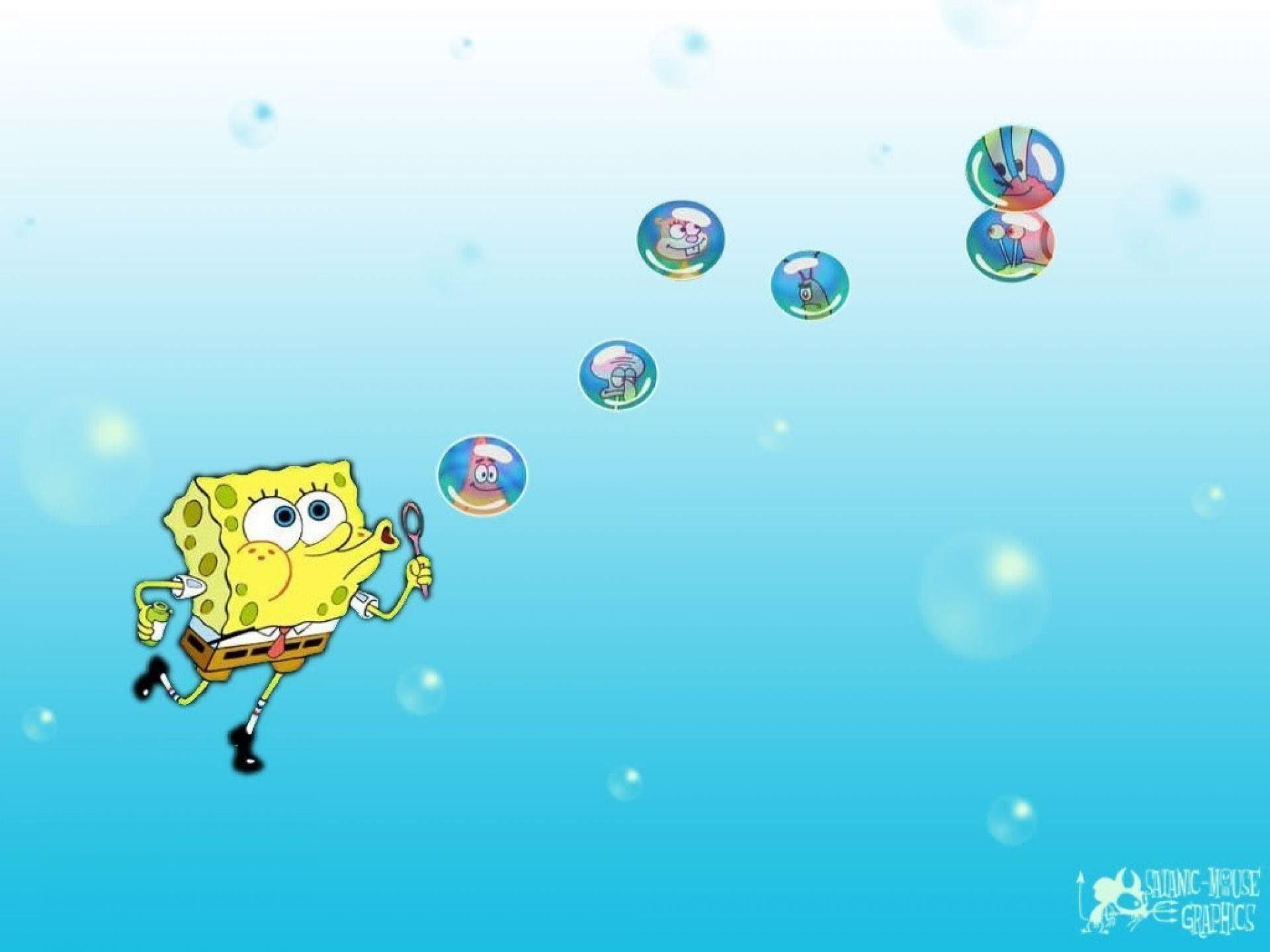 1920x1440 Spongebob Sky Flowers Wallpaper