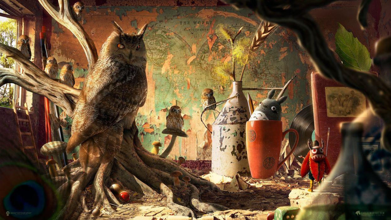 1245x700 Birds Owls Animals owl artwork painting fantasy wallpaperx1440