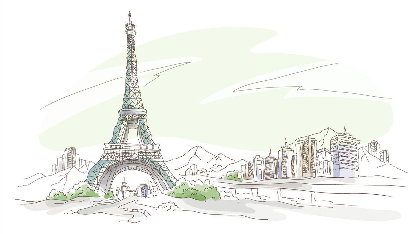 1366x768 EIFFEL TOWER. Eiffel tower drawing, Landscape drawings, Eiffel tower