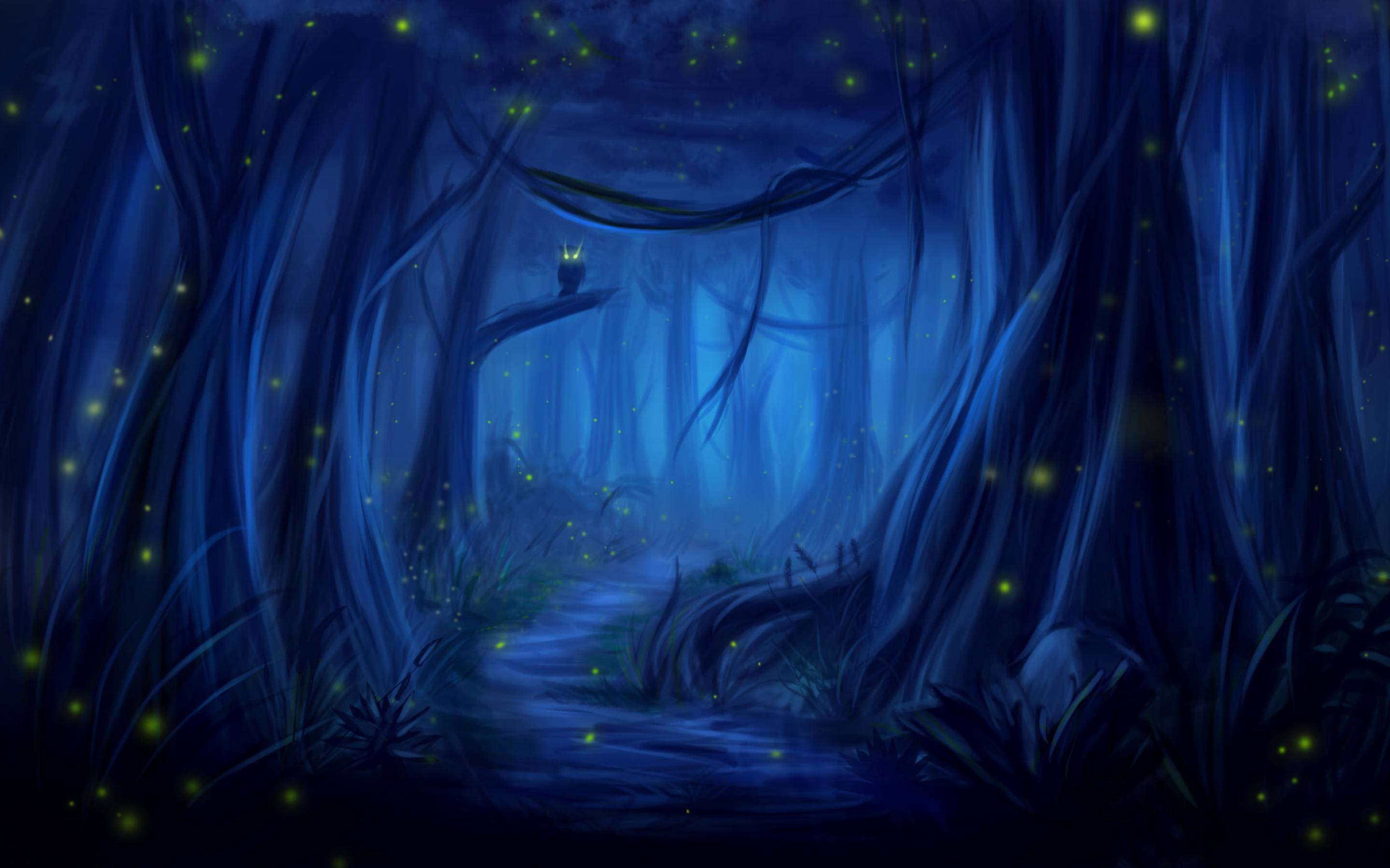 2880x1800 Owl Forest at Night Art Macbook Pro Retina Wallpaper, HD Artist 4K Wallpaper, Image, Photo and Background