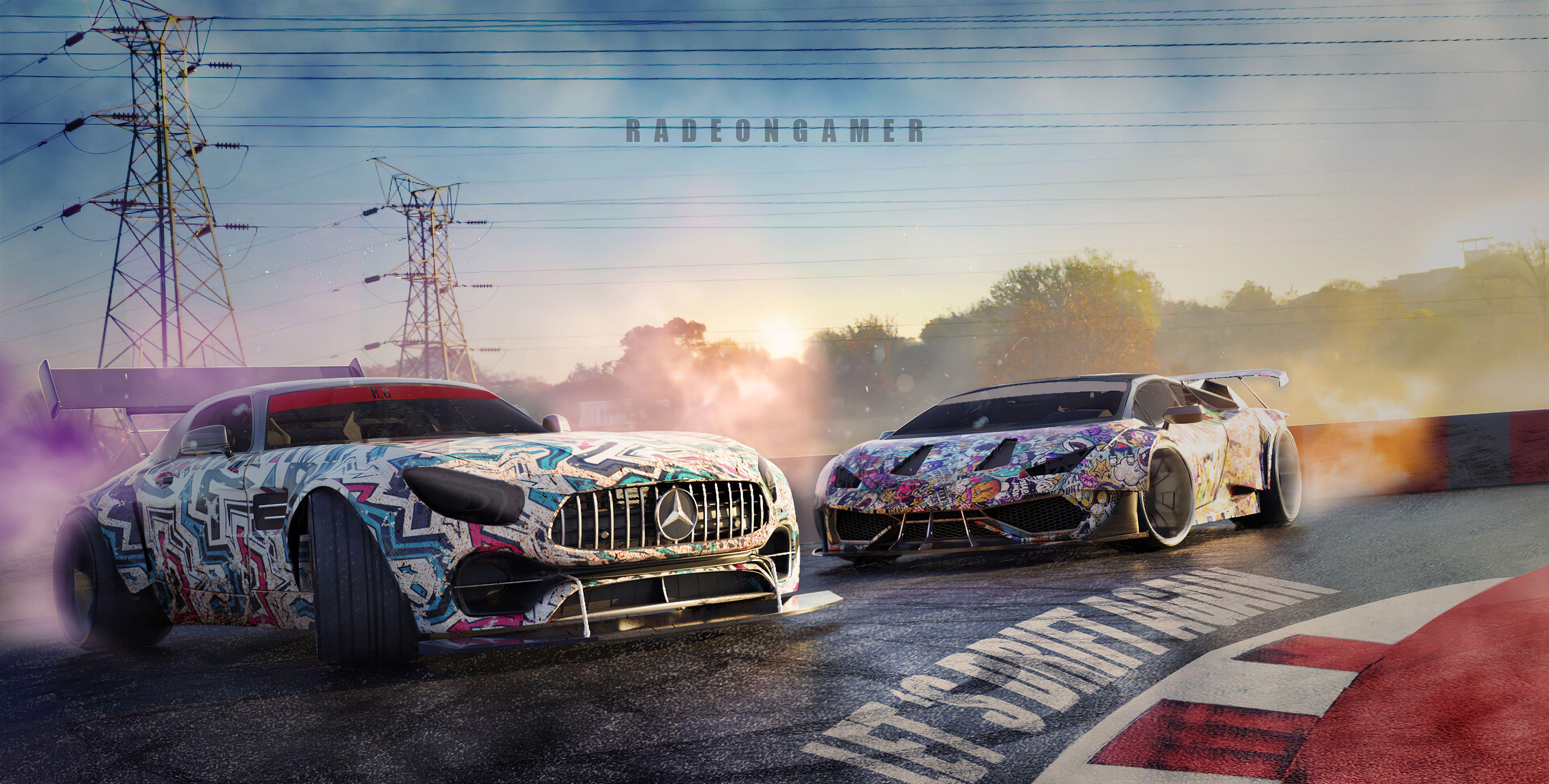 3840x1944 Drift Lamborghini Wallpaper 4K .