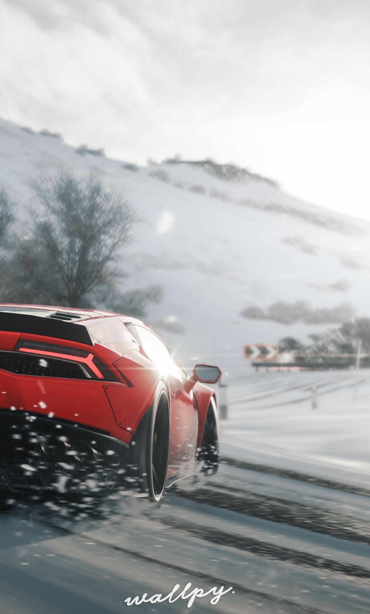 1280x2120 Lamborghini Huracan Drift In Snow Forza Horizon 4 iPhone HD 4k Wallpaper, Image, Background, Photo and Picture