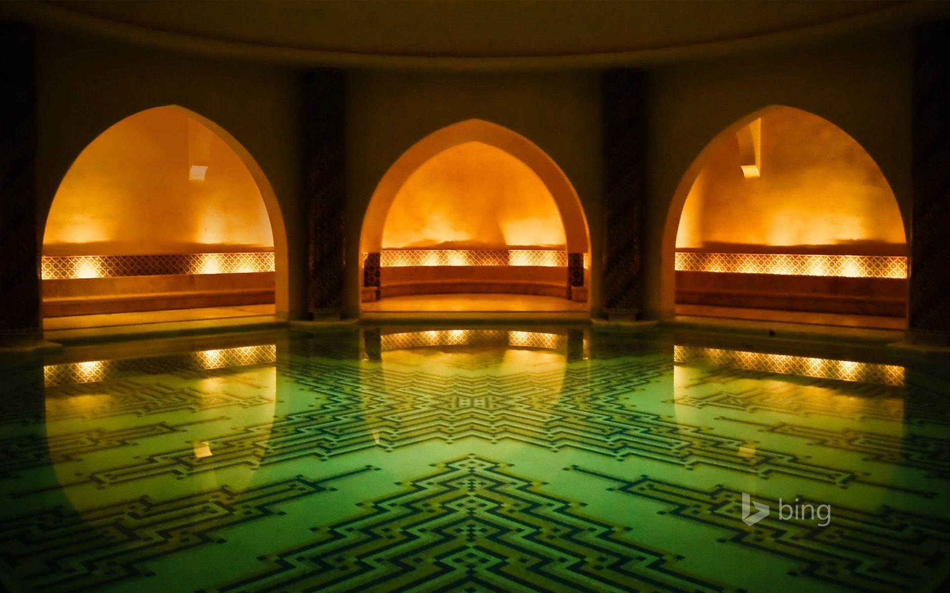 1920x1200 Hammam bathhouse beneath the Hassan II Mosque, Casablanca, Morocco