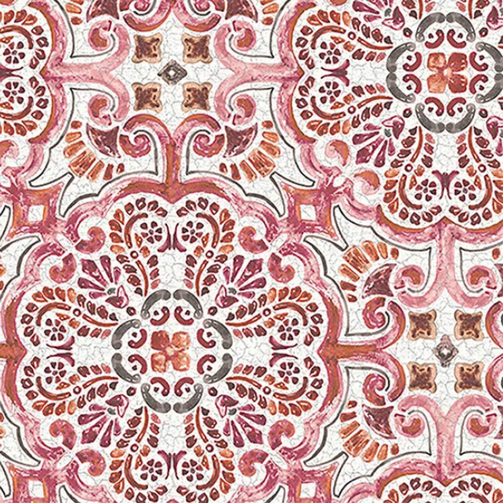 1000x1000 Casablanca Moroccan Mosaic Tile Effect Wallpaper in Pink, Red & Orange- Buy Online in Cote D' Ivoire at cote.desertcart.com. ProductId : 78123697