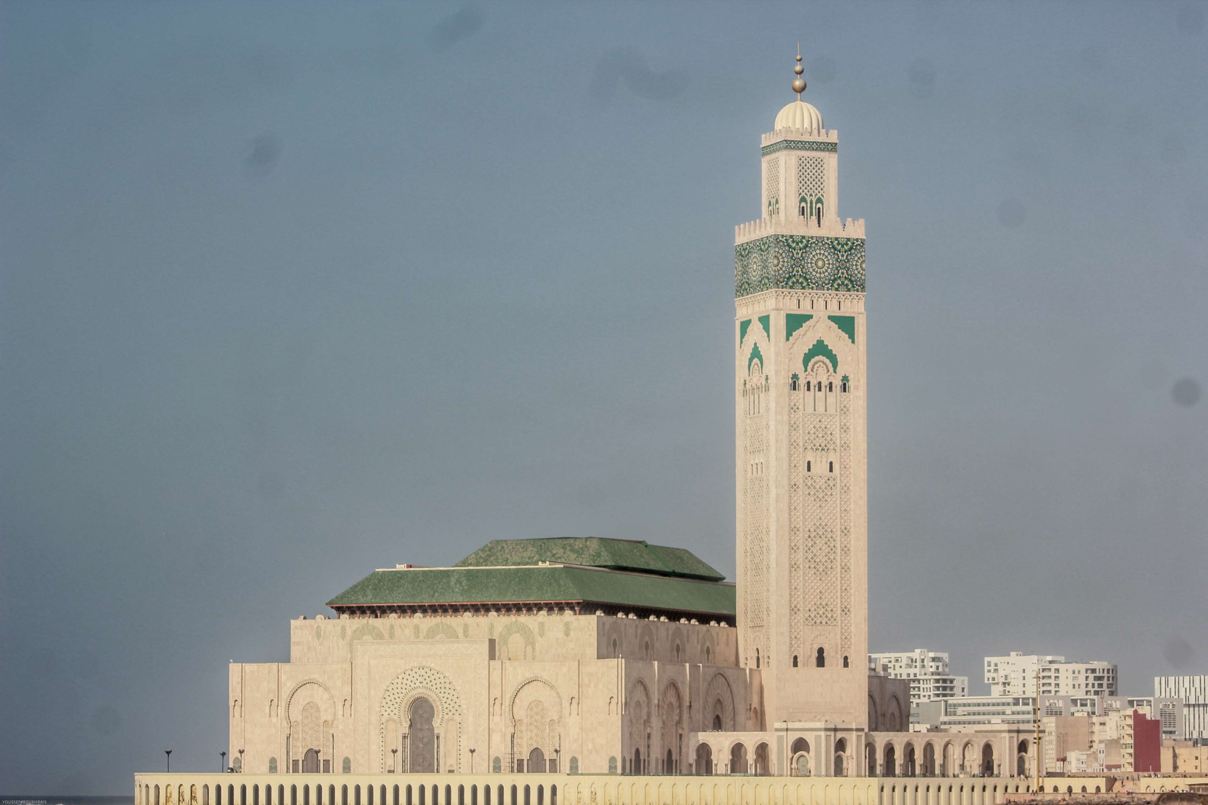 3840x2560 casablanca, hassan, ii, morocco, mosque, plage 4k wallpaper