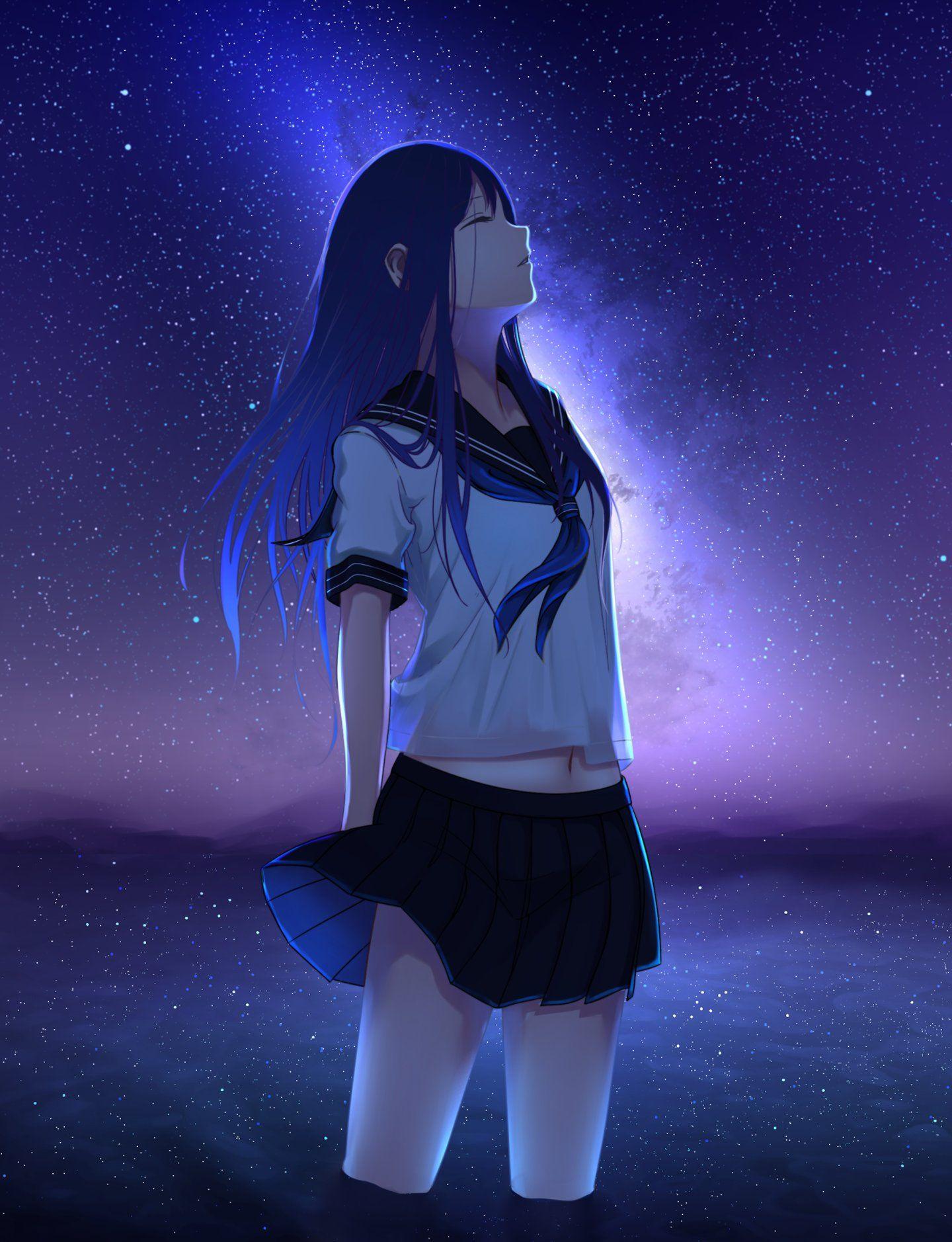 1440x1878 Beautiful Anime Night Sky Wallpaper Wallpaper HD