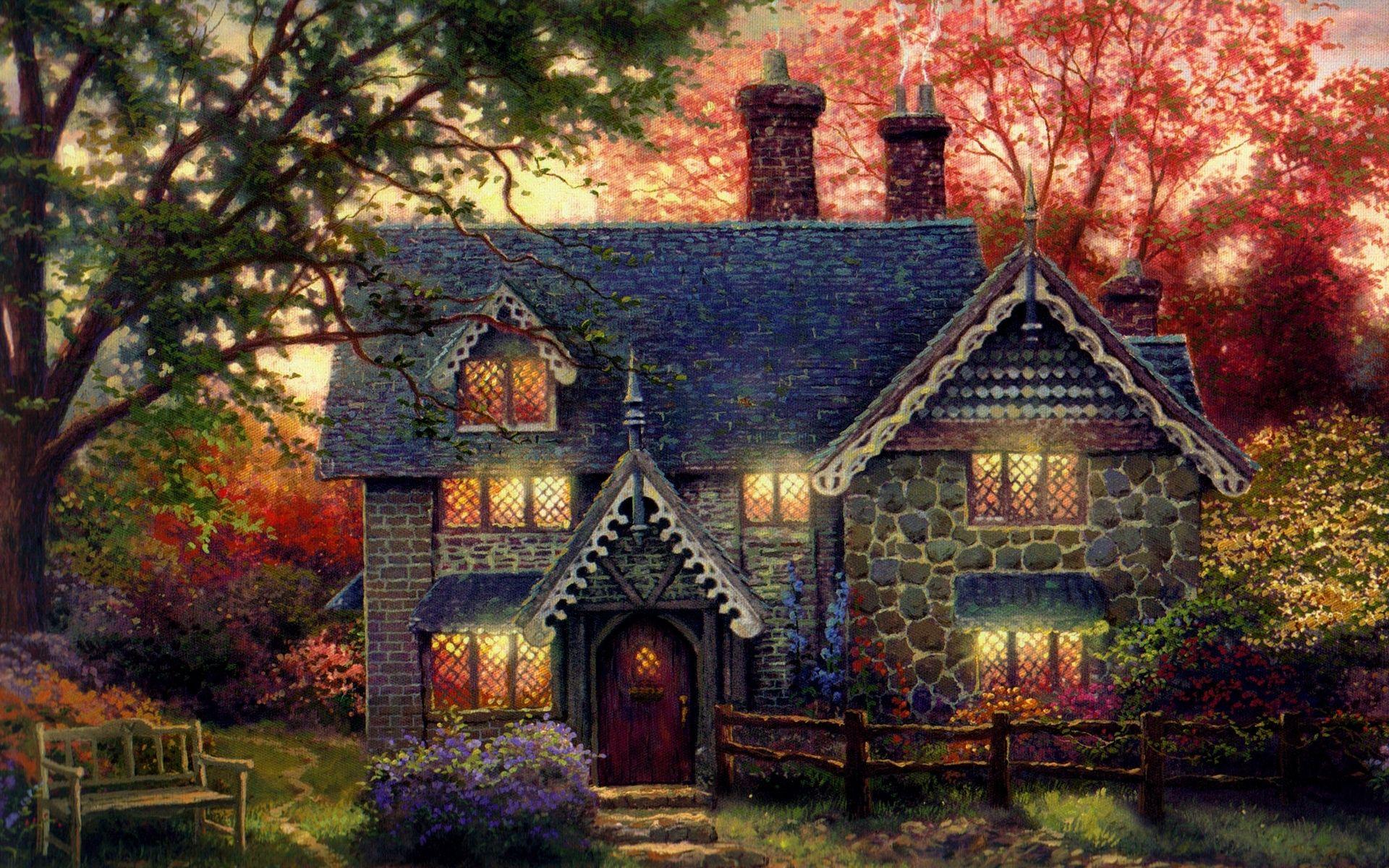 1920x1200 f74daq1 Thomas Kinkade Wallpaper And Kinkade Cottage HD Wallpaper