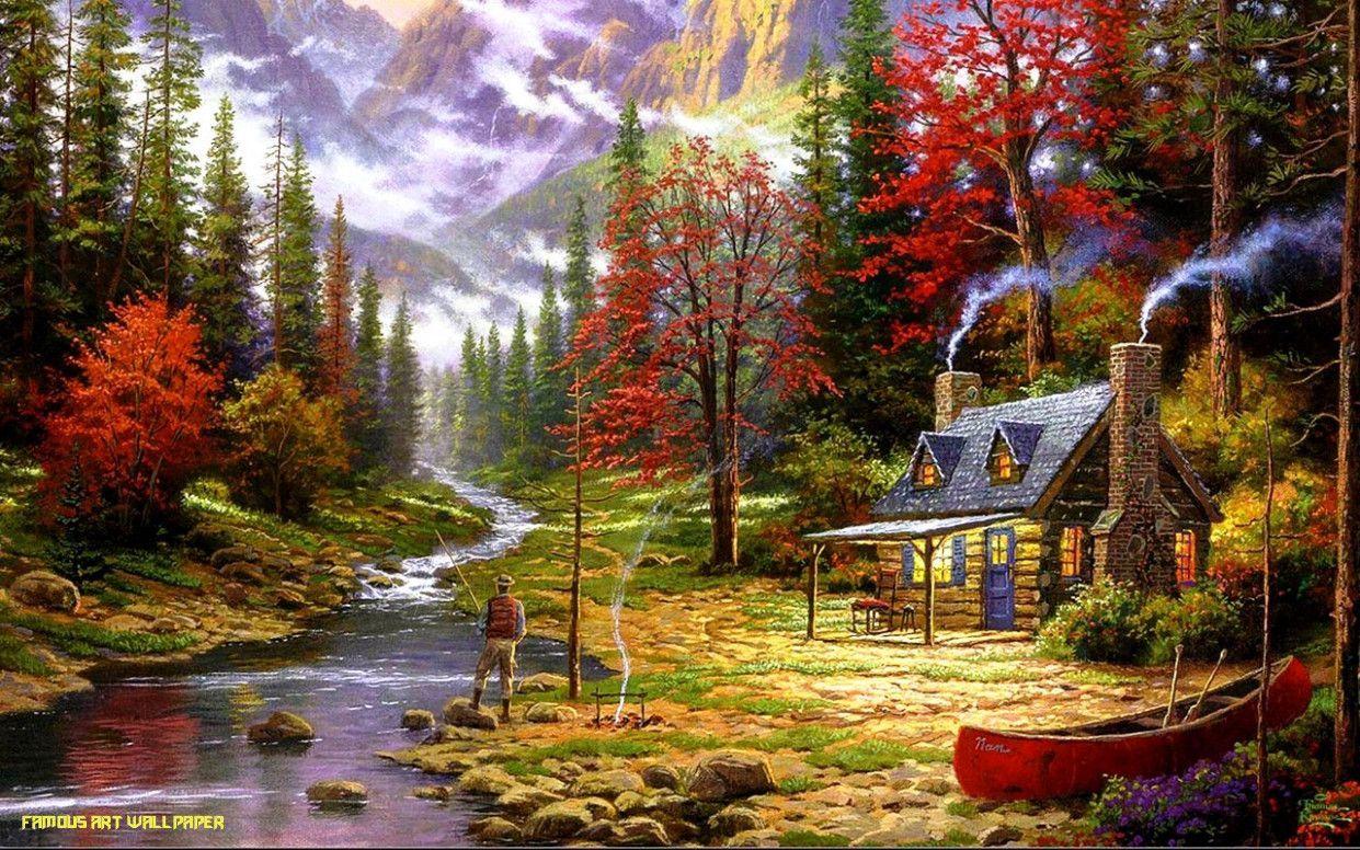 1241x776 You Will Never Believe These Bizarre Truth Of Famous Art Wallpaper. Famous Art Wallpaper. Thomas kinkade, Autumn scenery, Cross paintings