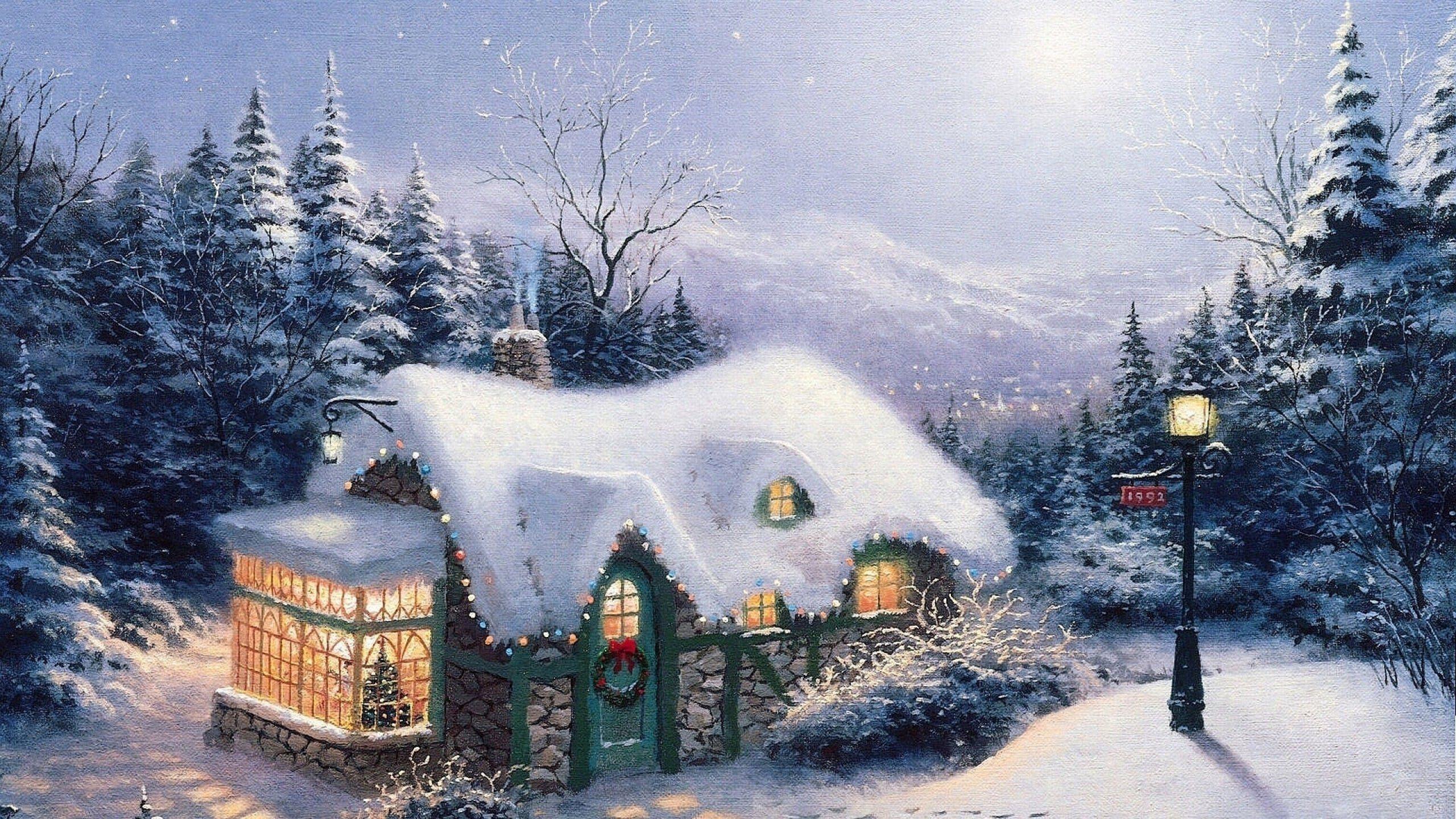 2560x1440 Thomas Kinkade Winter Wallpaper (28 Wallpaper)