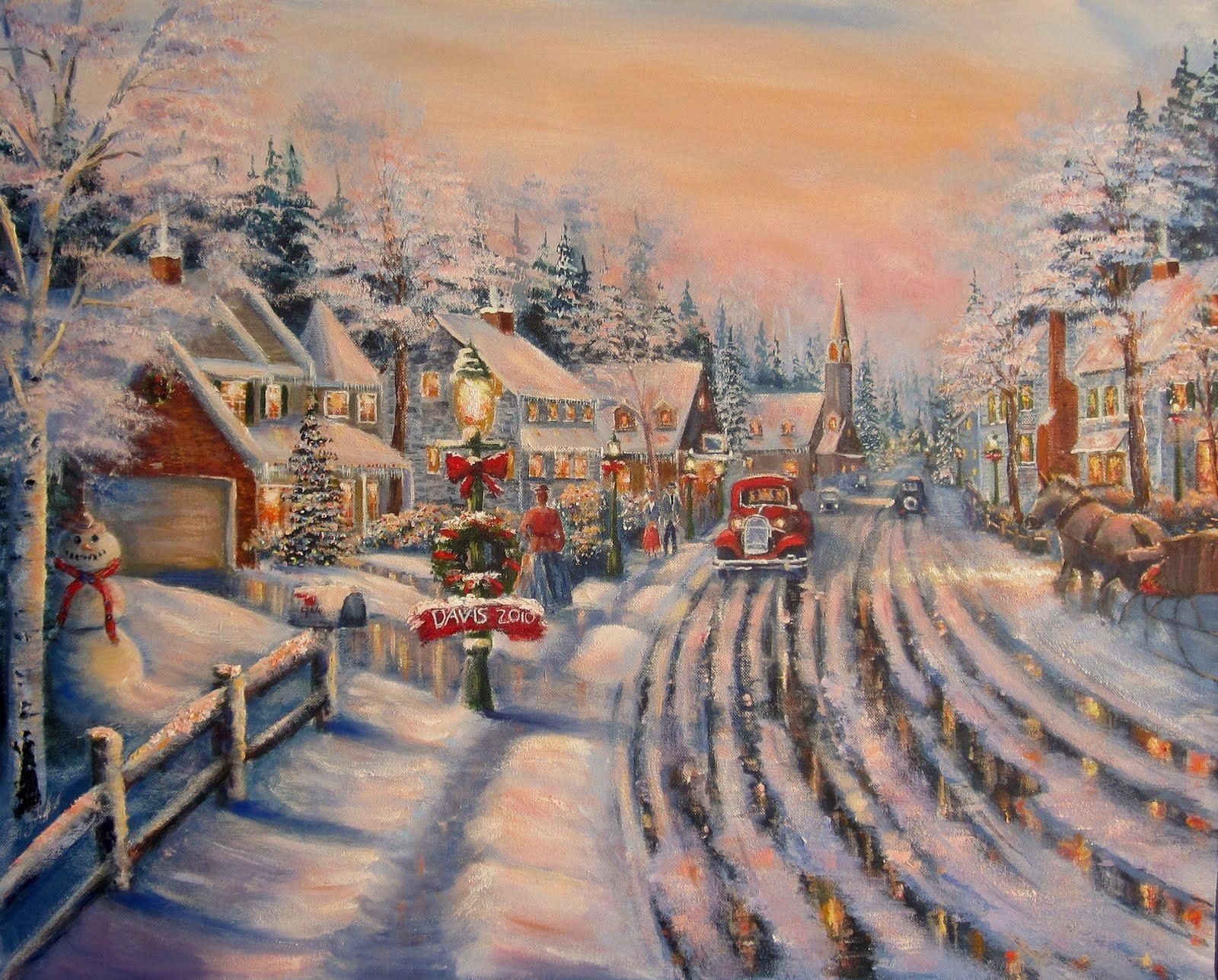 1600x1287 Winter Background Wallpaper Thomas Kinkade .