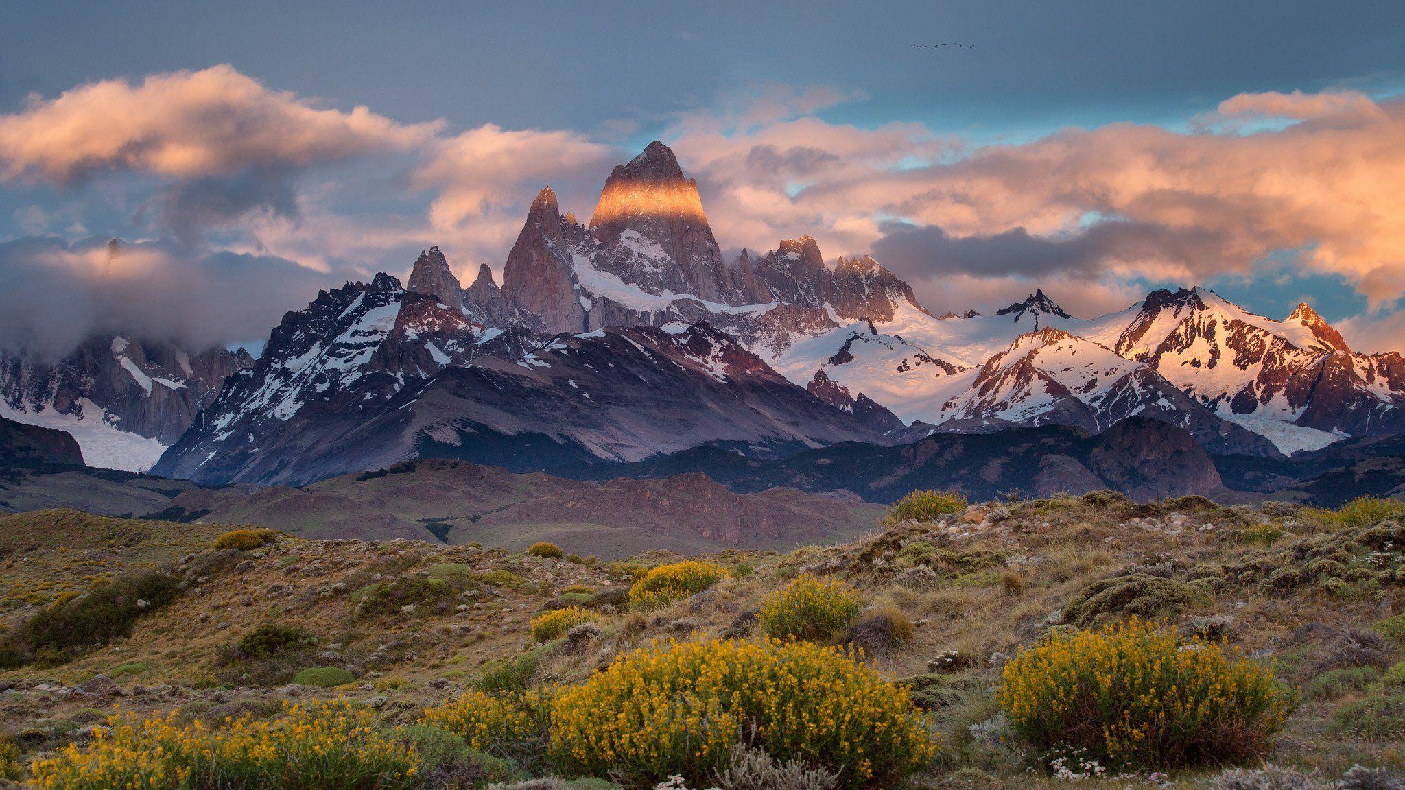2048x1152 argentina, Chile, Border, Patagonia, Monte, Desert, Mount, Fitz, Roy Wallpaper HD / Desktop and Mobile Background