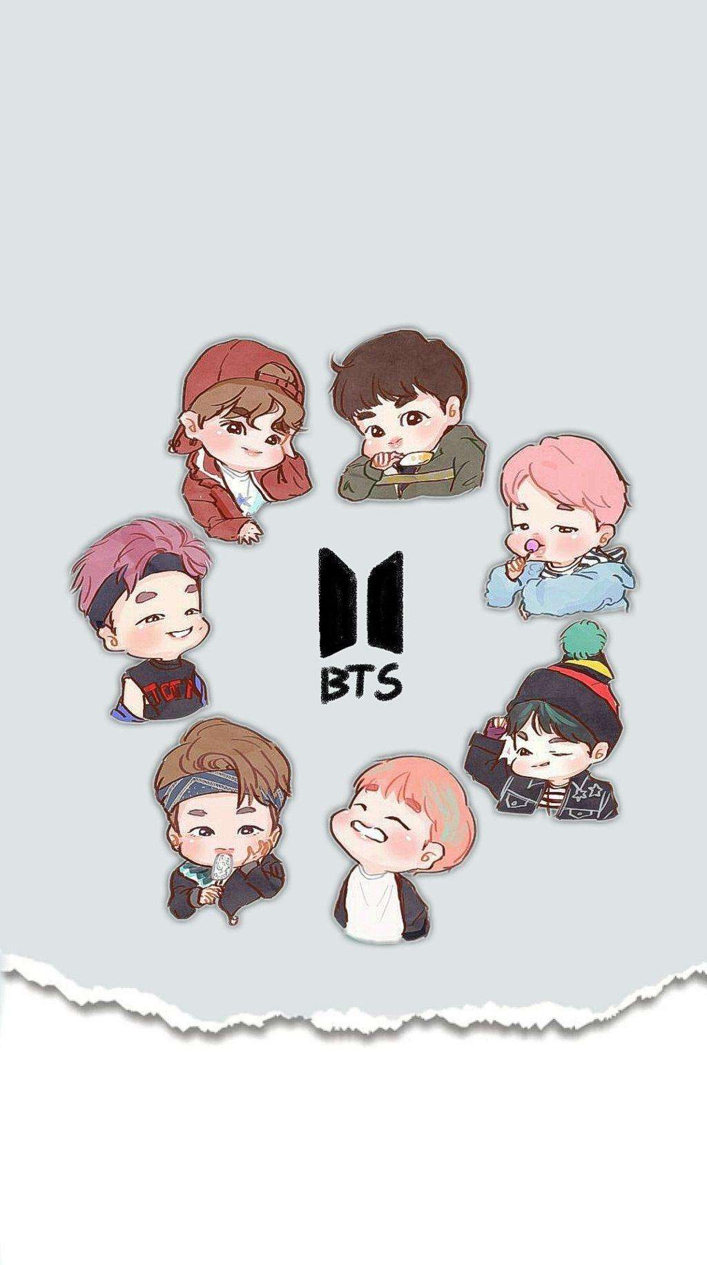 1024x1832 Bts Cartoon Wallpaper Desktop