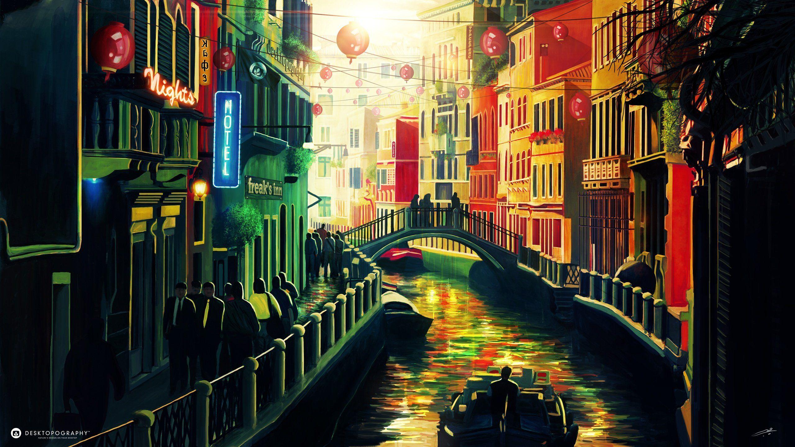 2560x1440 Desktopography digital art fantasy beauty venice wallpaperx1440