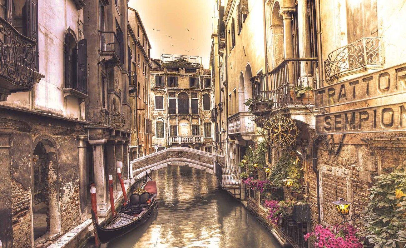 1300x794 City Venice Canal Bridge Art Wall Paper Mural