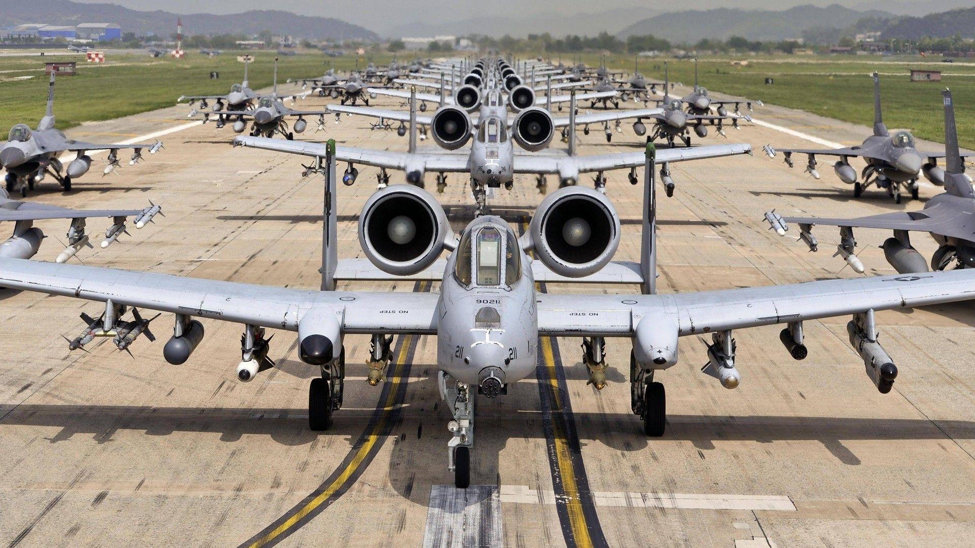 1920x1080 Fairchild Republic A 10 Thunderbolt II, General Dynamics F 16 Fighting Falcon, Aircraft, Military, Military aircraft Wallpaper HD / Desktop and Mobile Background