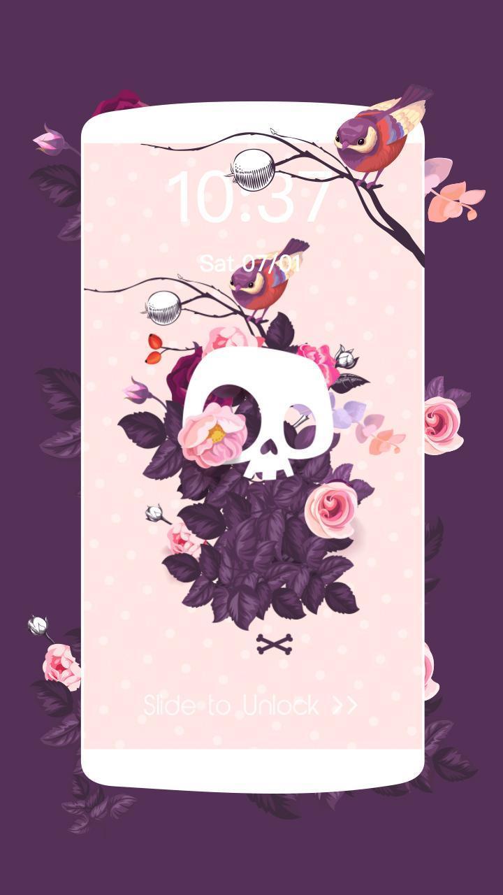 720x1280 Pink skull theme & cute rose skull wallpaper for Android