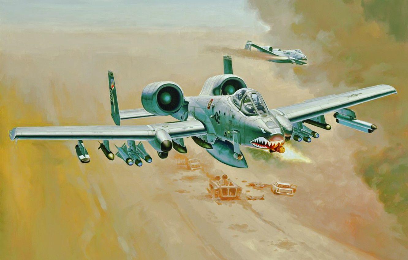 1332x850 Wallpaper War, Art, Painting, Aviation, Jet, A 10 Thunderbolt II Image For Desktop, Section авиация
