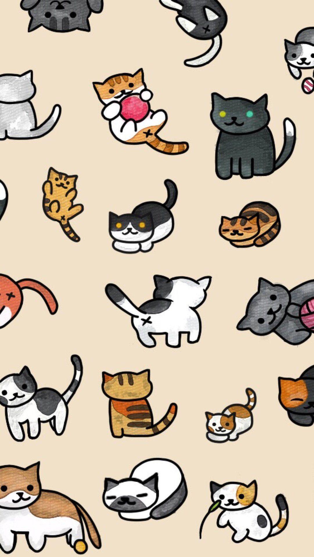 Cute Cartoon Cat iPhone Wallpapers - Top Free Cute Cartoon Cat iPhone  Backgrounds - WallpaperAccess