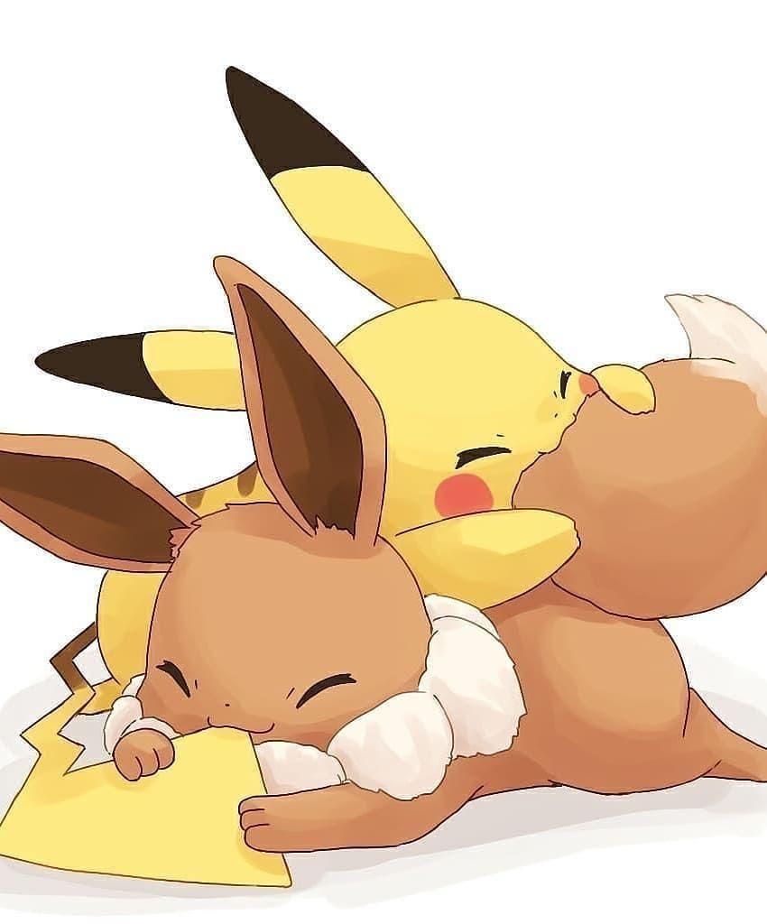 850x1024 Pikachu And Eevee Wallpaper