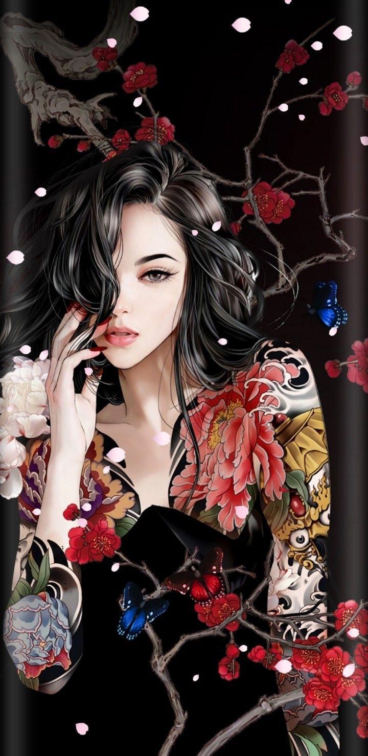 720x1479 Wallpaper lockscreen iPhone android. Yakuza girl, Fantasy art women, Girly art