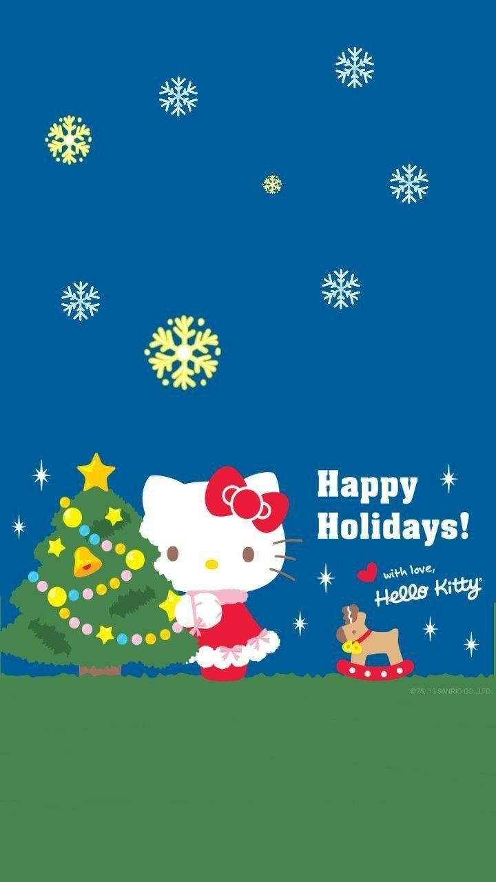 720x1280 Happy Holidays. Hello kitty wallpaper, Hello kitty christmas, Hello kitty background
