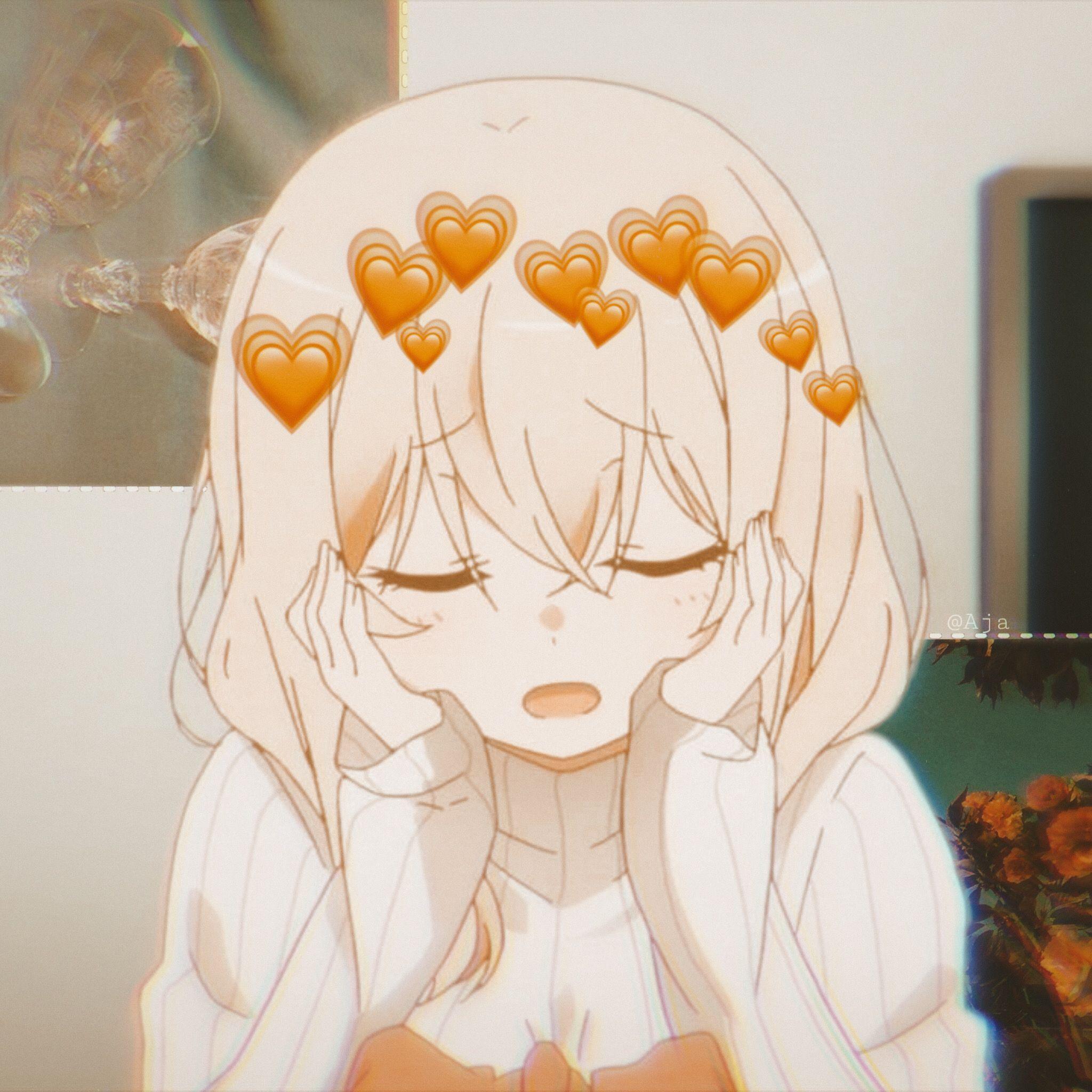 2048x2048 Orange Anime Aesthetic Wallpaper iPhone