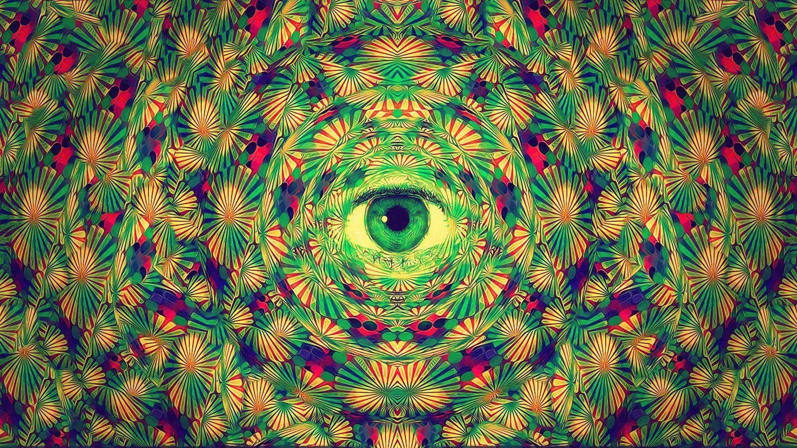 1600x900 green, red, blue, and purple eye optical illusion wallpaper #psychedelic #abstract #eyes #Aysamo P #wal. Optical illusion wallpaper, Optical illusions, Trippy