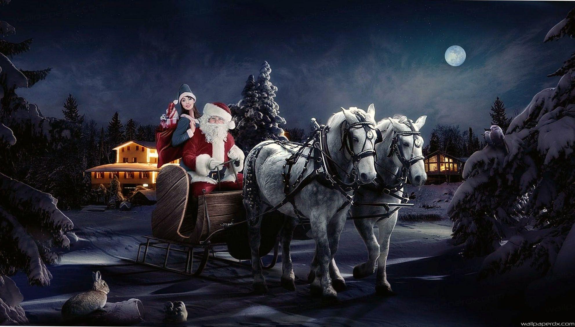 1984x1127 Christmas Horse Wallpaper