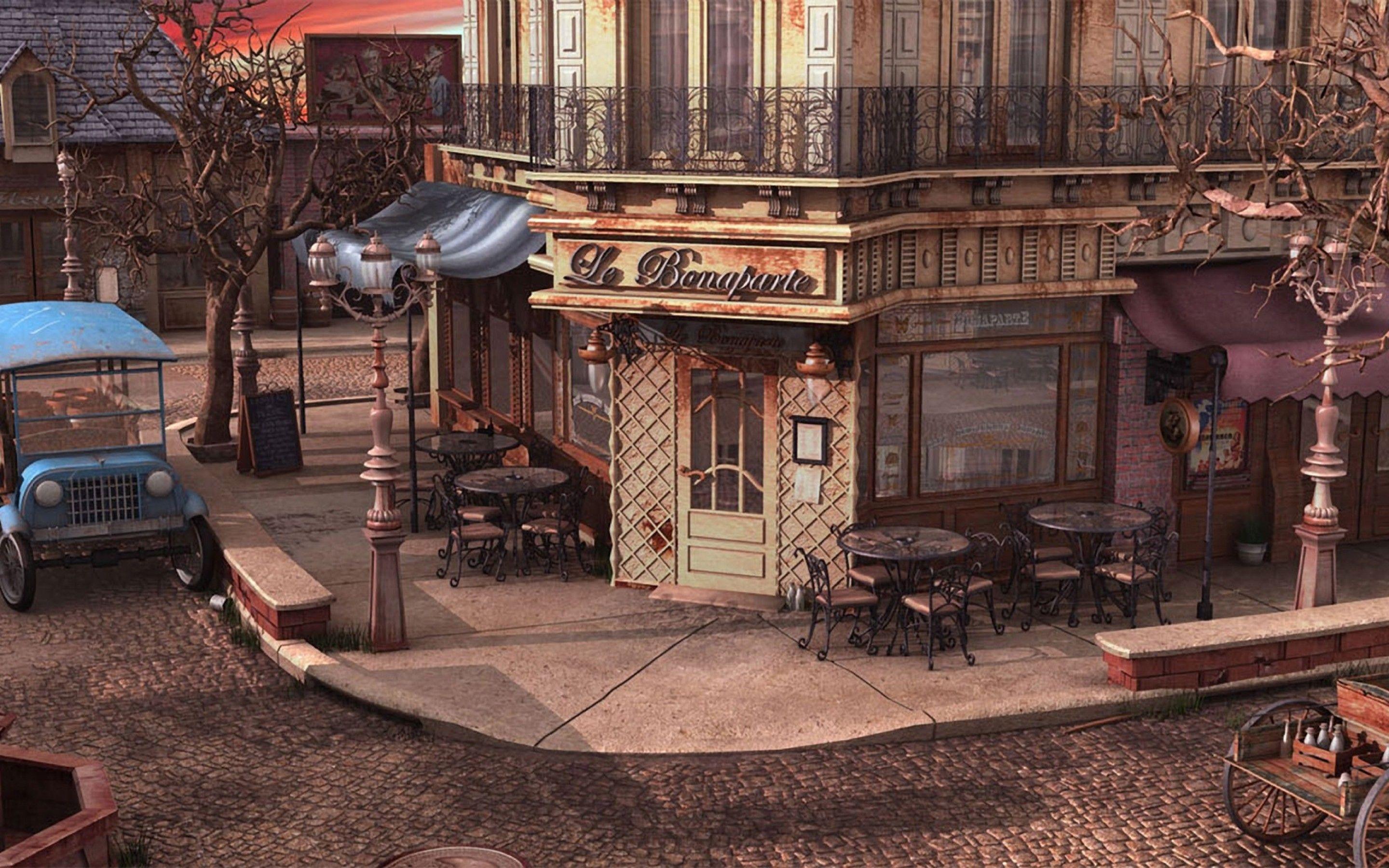2880x1800 Cityscapes Streets Balcony Tables Restaurant MacBook Air Wallpaper Download