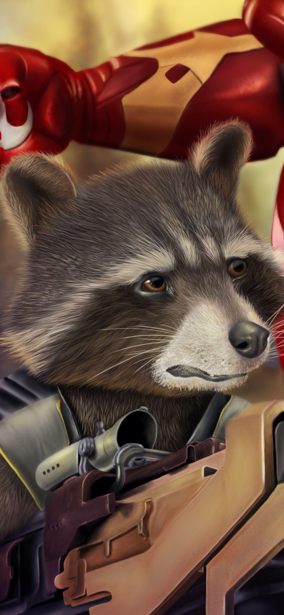 1125x2436 Rocket Raccoon And Iron Man Digital Art iPhone XS, iPhone iPhone X HD 4k Wallpaper, Image, Background, Photo and Picture