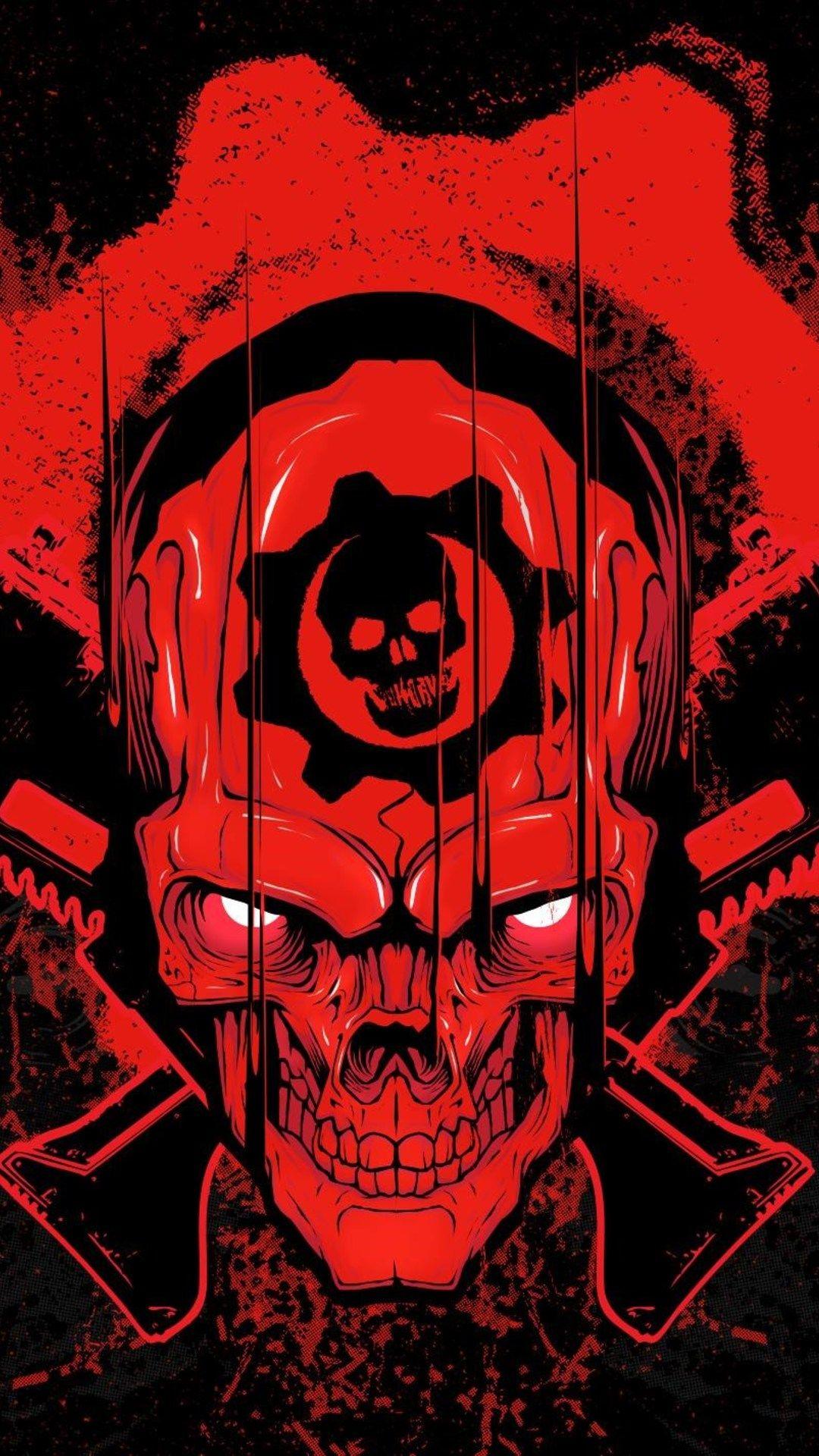 1080x1920 1080x1920 gears of war xbox games, games, skull, red, black for iPhone 8 wallpaper
