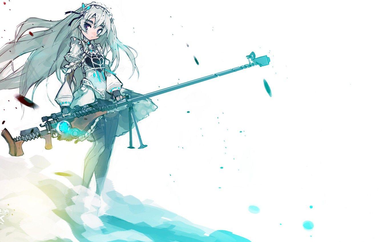 1332x850 Wallpaper girl, weapons, barrette, sniper rifle, Chaika the coffin, Hitsugi no Chaika, Chaika Trabant image for desktop, section прочее