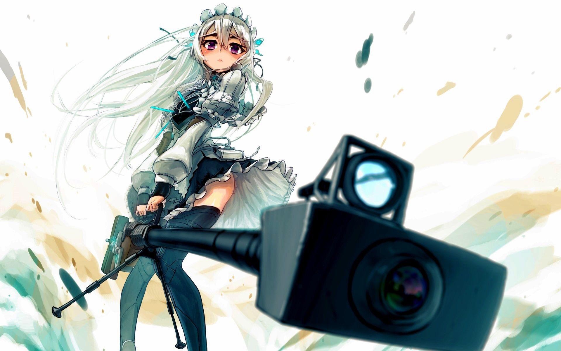 1920x1200 Hitsugi No Chaika Chaika Trabant Anime Girls White Hair Sniper Rifle Wallpaper:1920x1200
